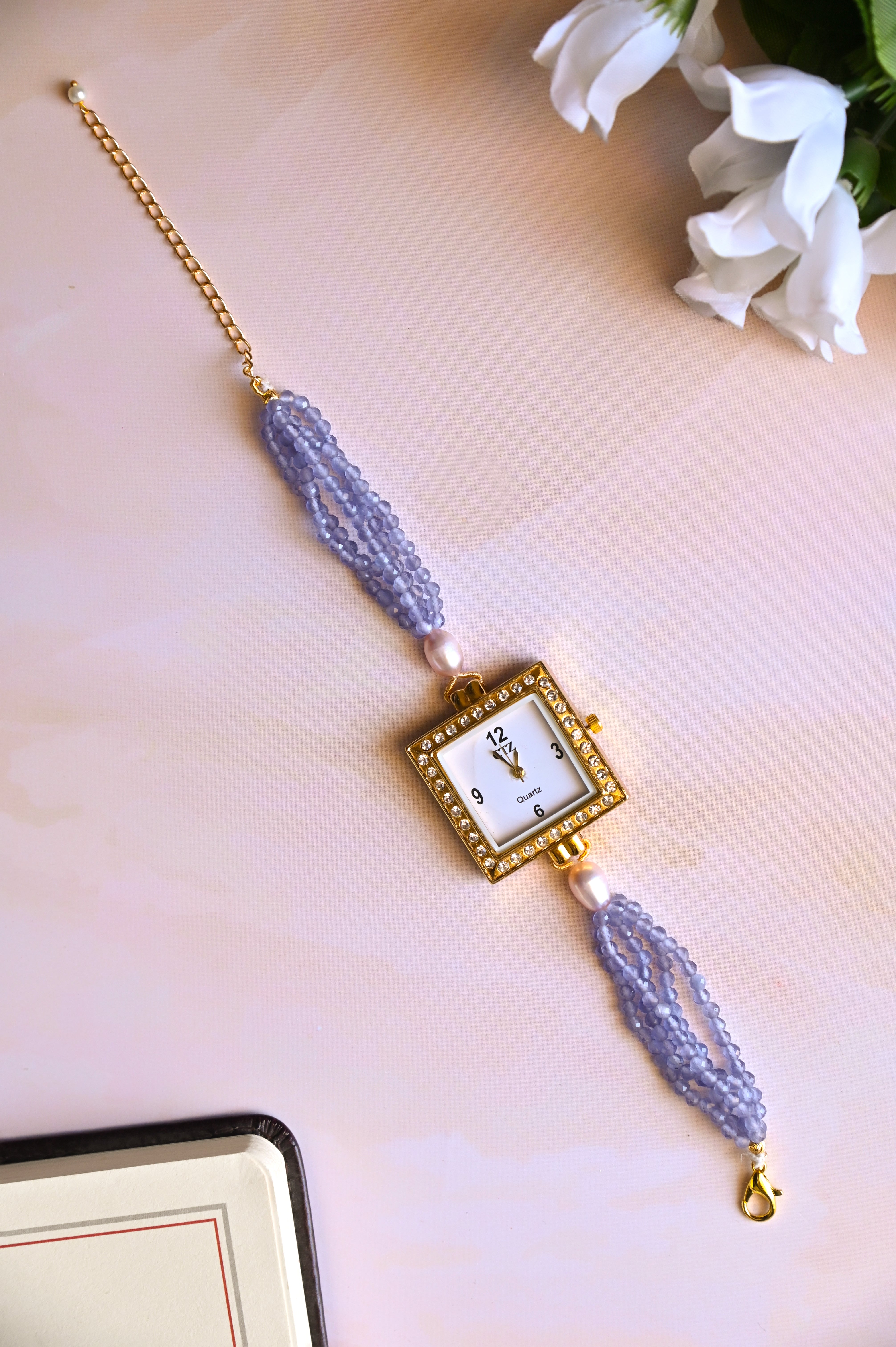 Light Purple Beaded Wrist Watch