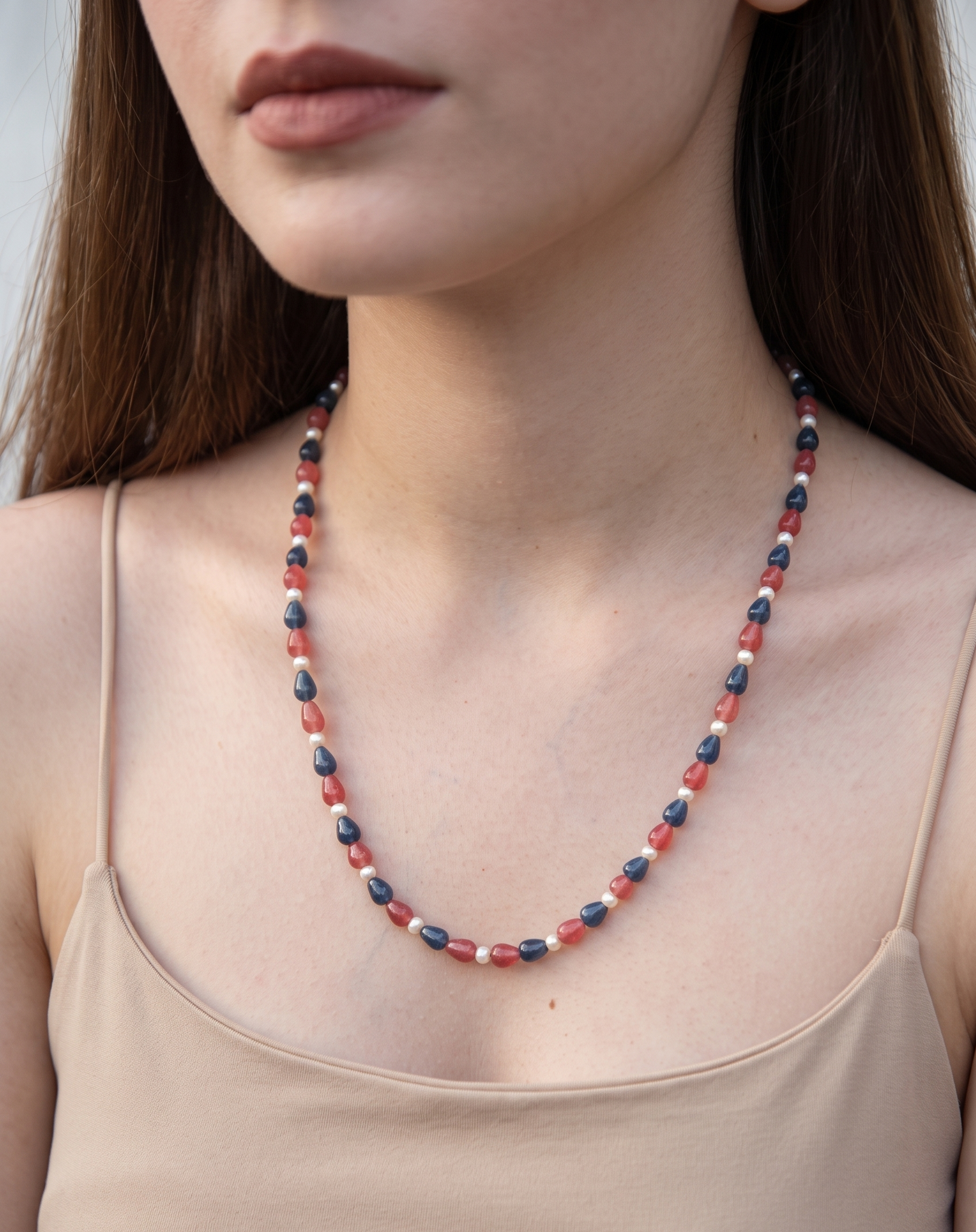 Vaani Pink Blue Stone Necklace Mala