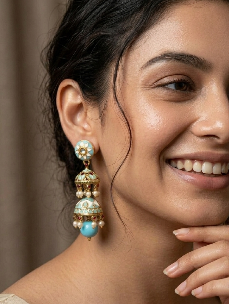 Meenakari Jhumki Dangler Earrings
