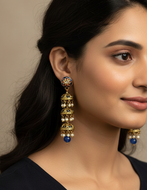 Floral Jhumki Meenakari Earrings