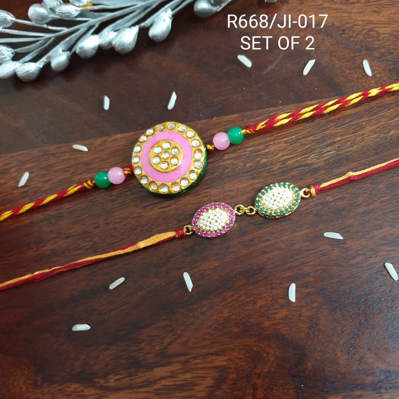 Meenakari Rakhi Combo For Brother And Sister (Pack Of Two)