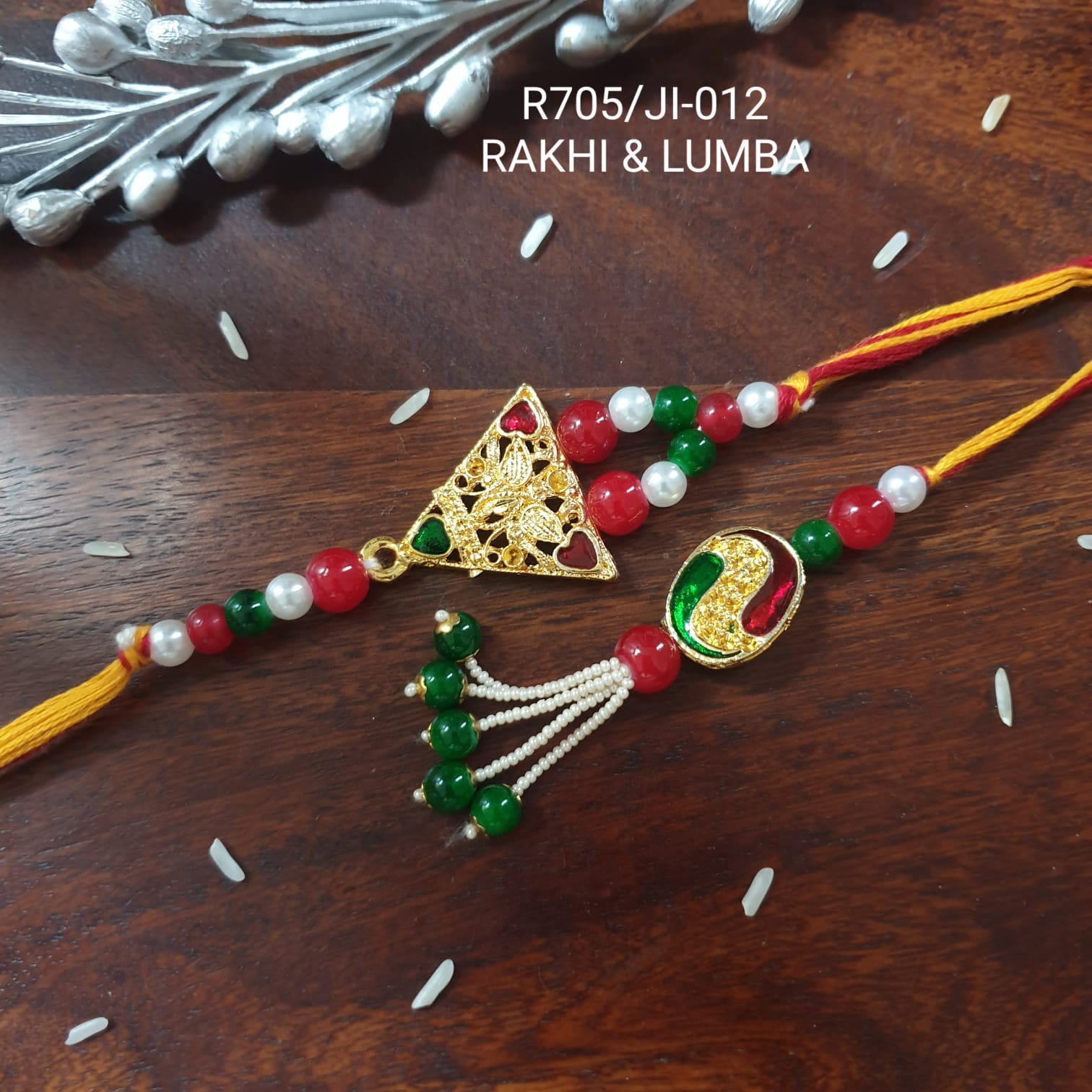 Golden Meenakari Bhaiya Bhabhi Rakhi Set