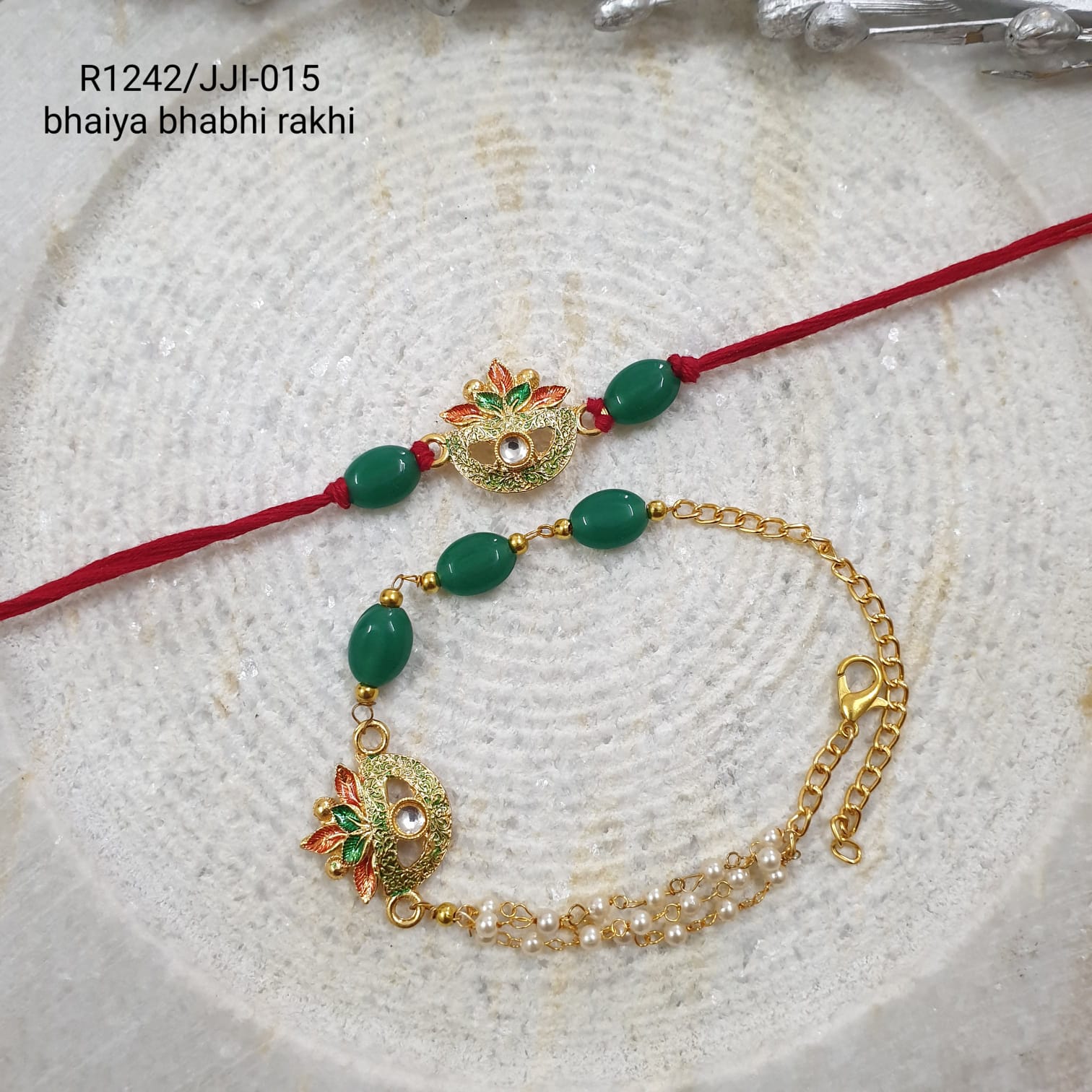 Designer Meenakari Rakhi For Brother And Bhabhi