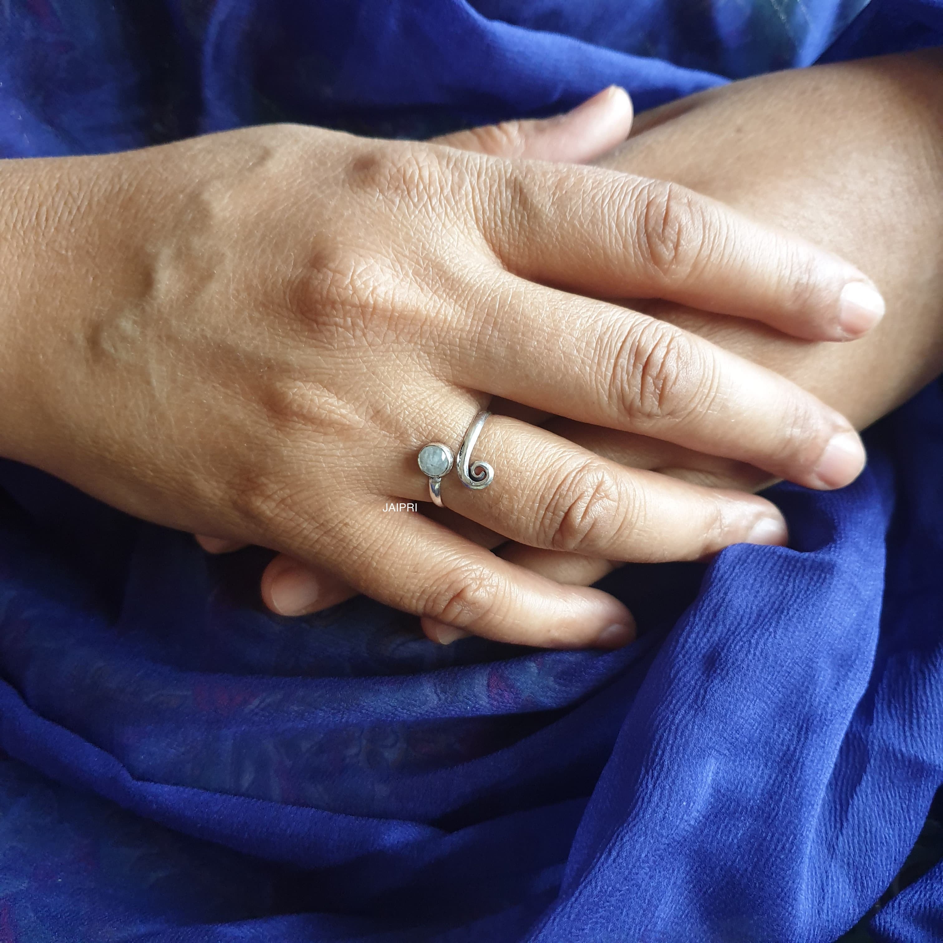 Rainbow Stone Designer Adjustable Ring