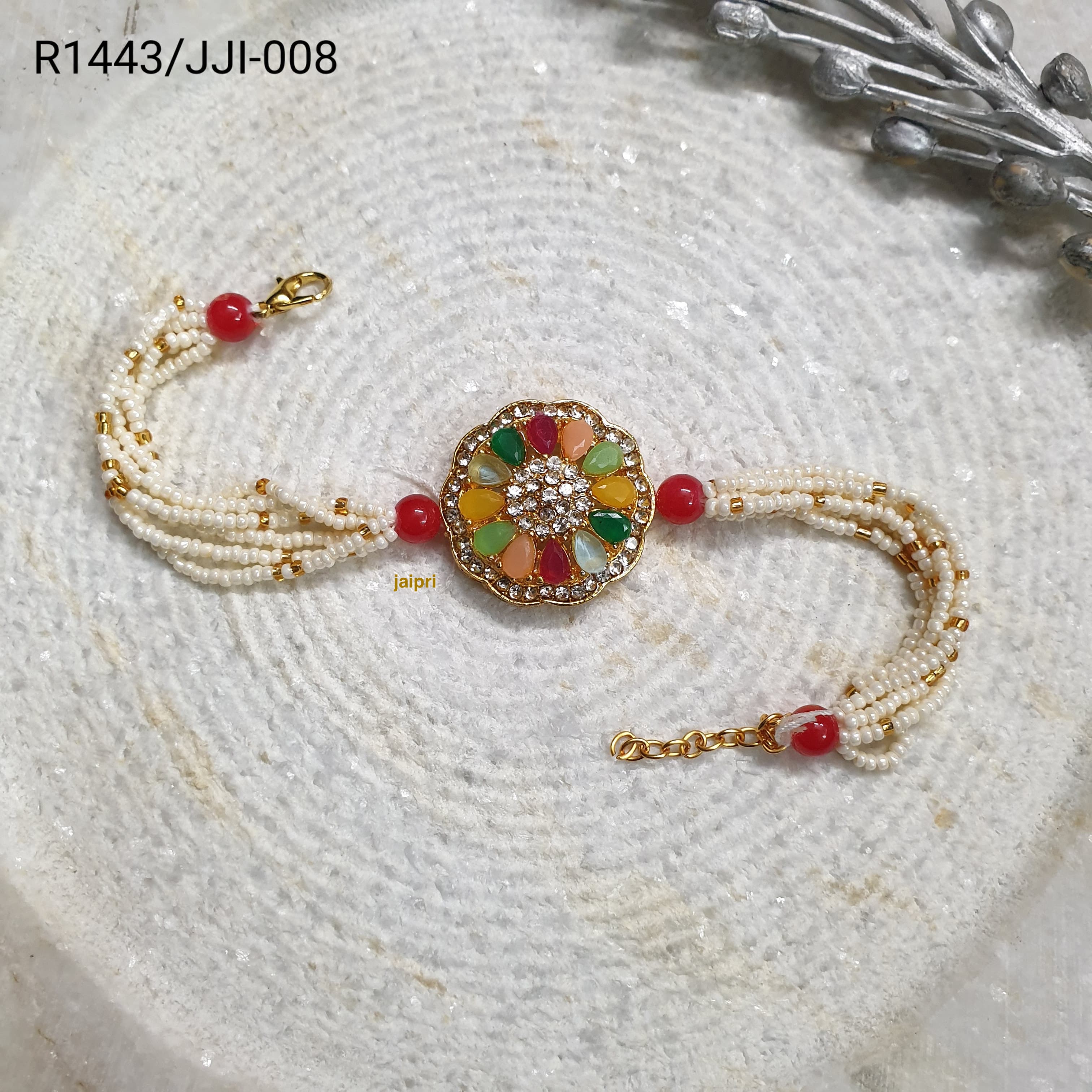 Multi Stone Seed Bead Rakhi (Pack of One)