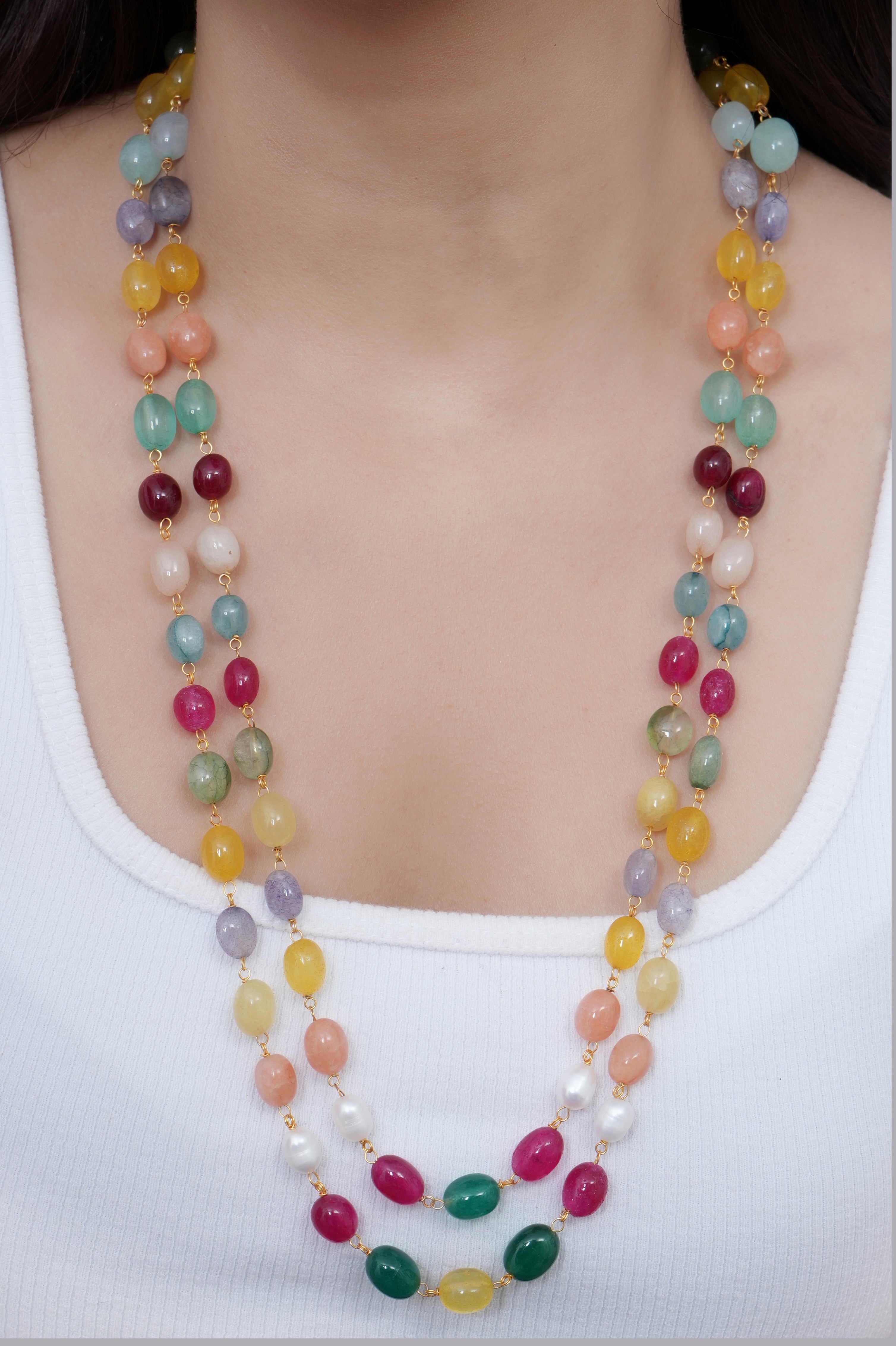 Multi Stone Beaded Necklace