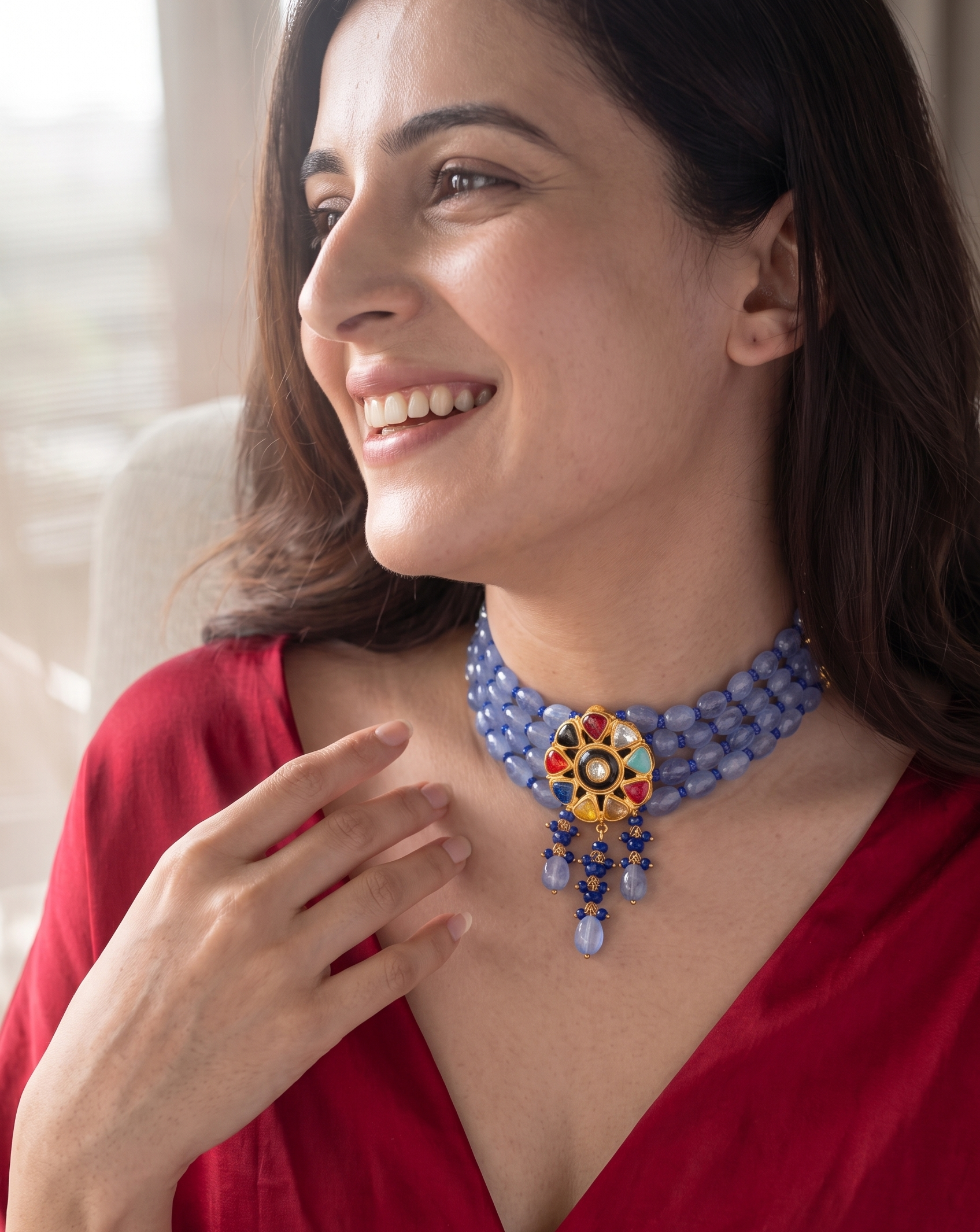 Amiris Blue Stone Kundan Choker