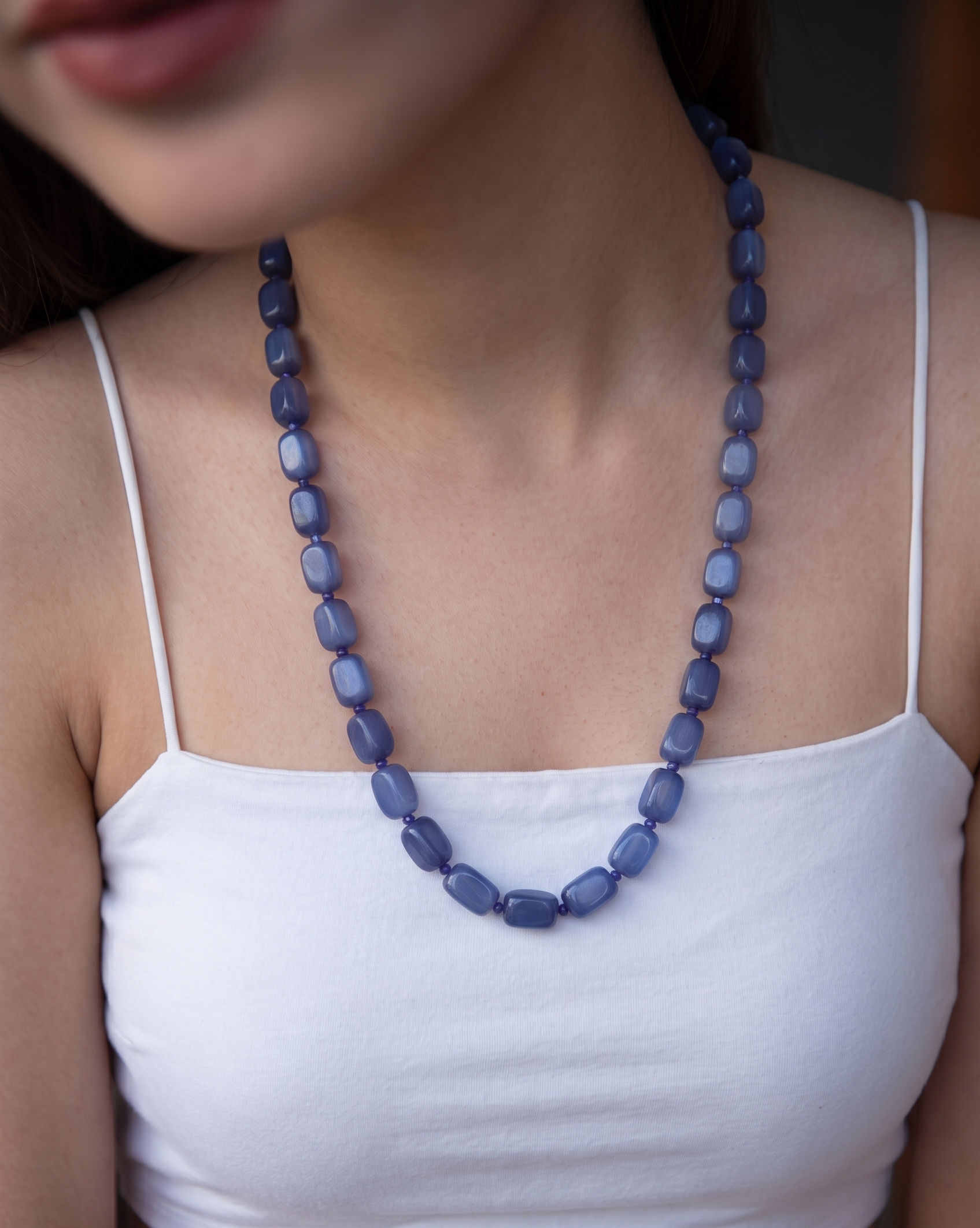 Kinley Blue Stone Necklace Mala