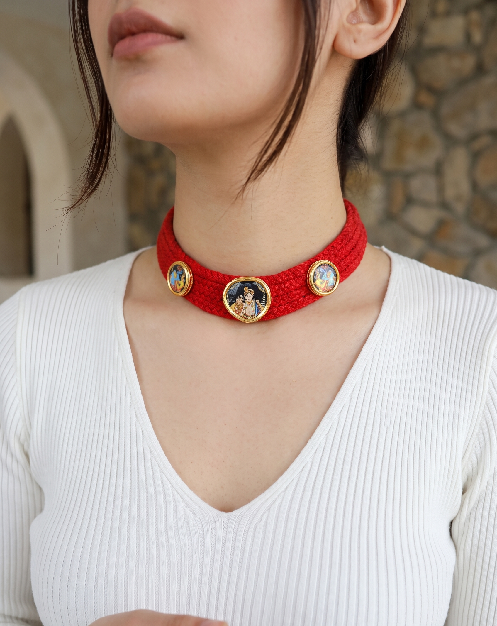 Yuvi Red Choker Necklace Set