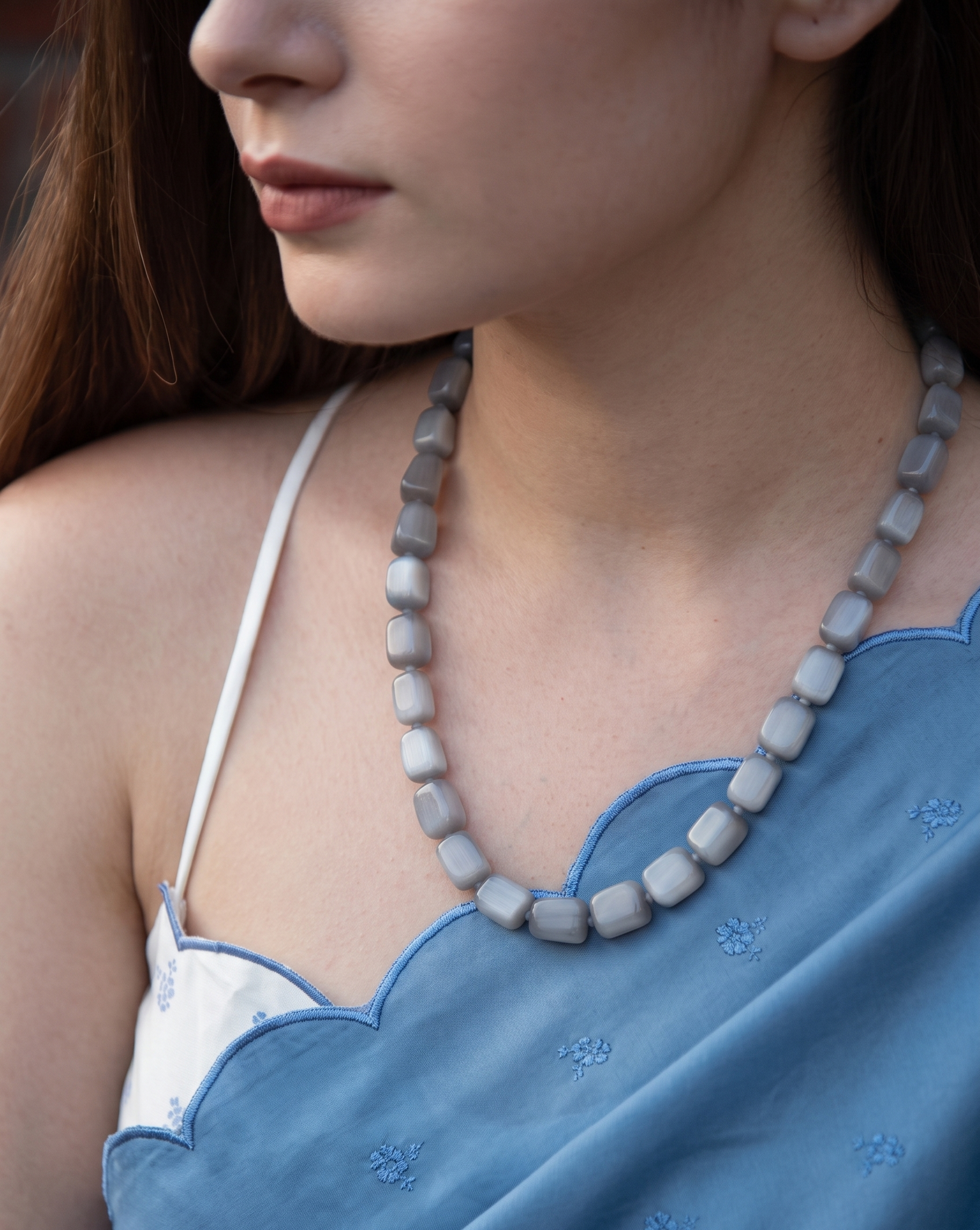 Avantika Grey Stone Necklace Mala