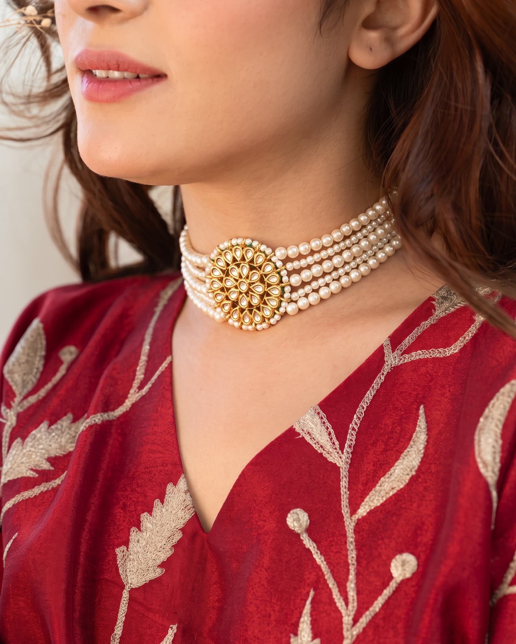 Daisy Pearl Kundan Choker Necklace