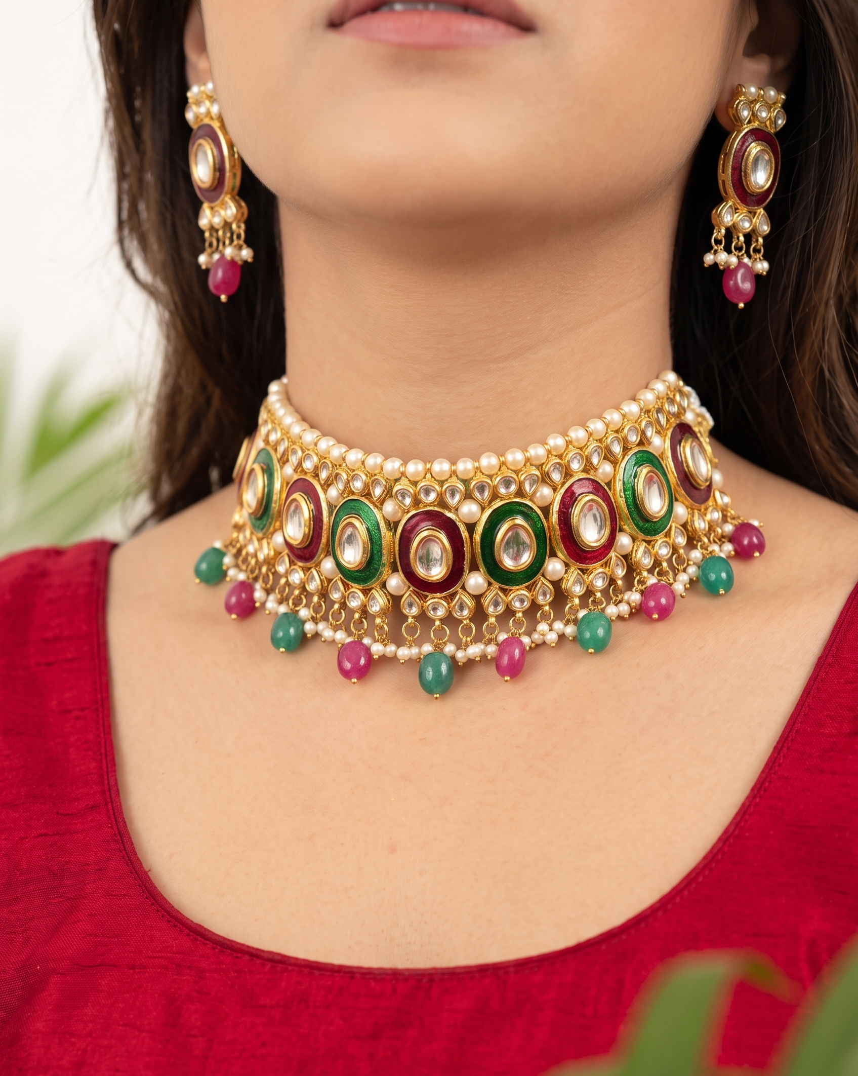 Tanya Kundan Meenakari Choker Necklace