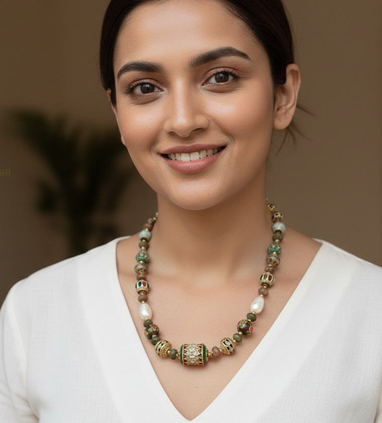 Meenakari Stone Beads Antique Necklace