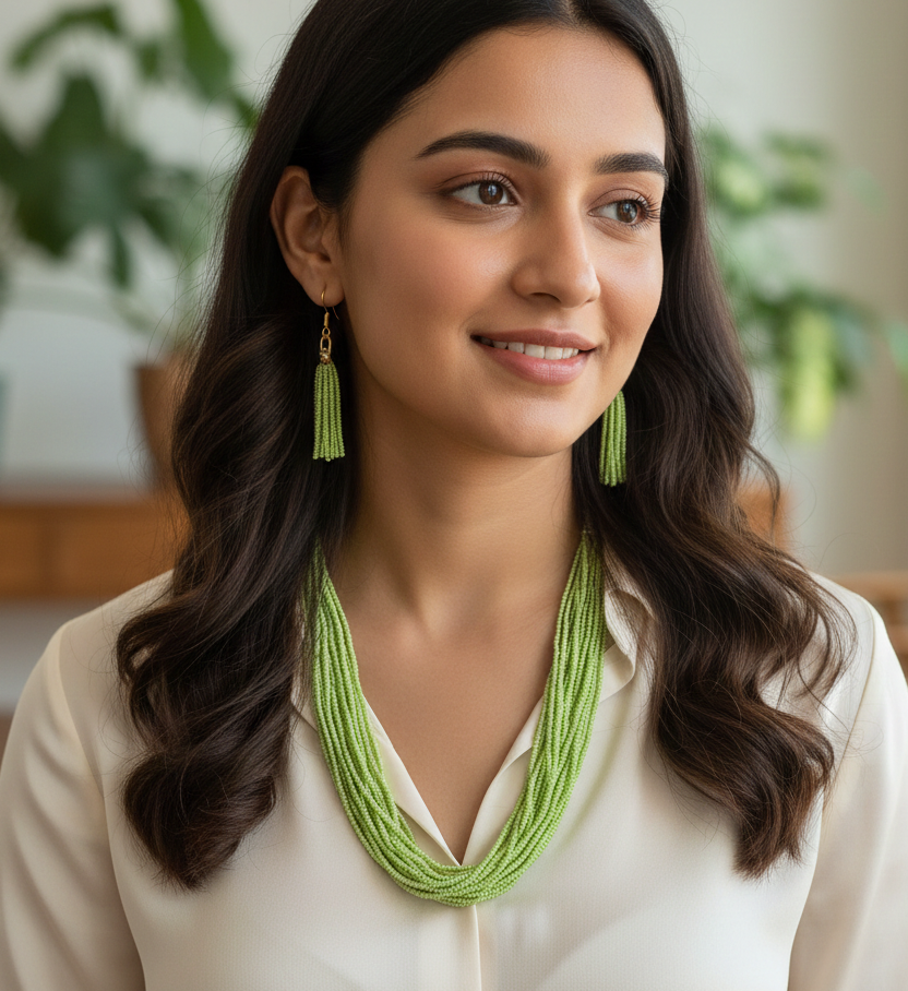 Seed Bead Necklace With Earrings