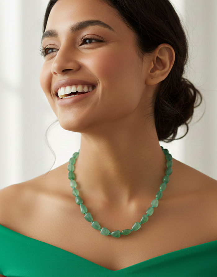 Green Jade Stone Beaded Necklace