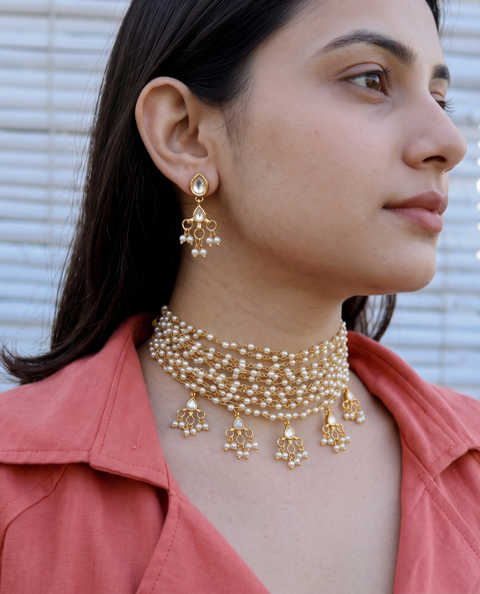 Diva Kundan Pearl Choker Necklace