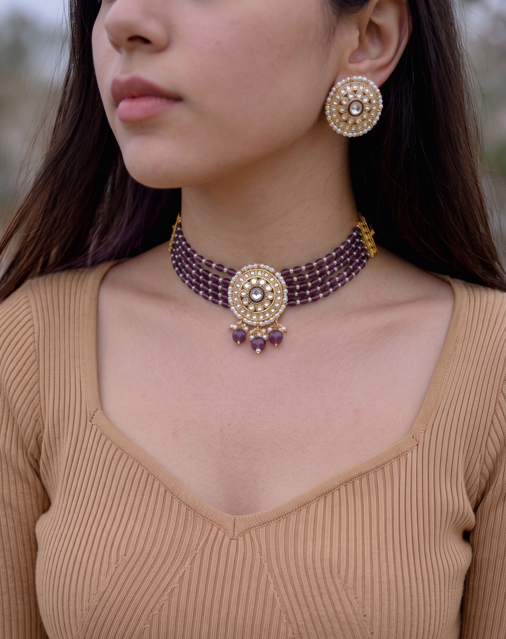 Bhavika Amethyst Kundan Choker Necklace