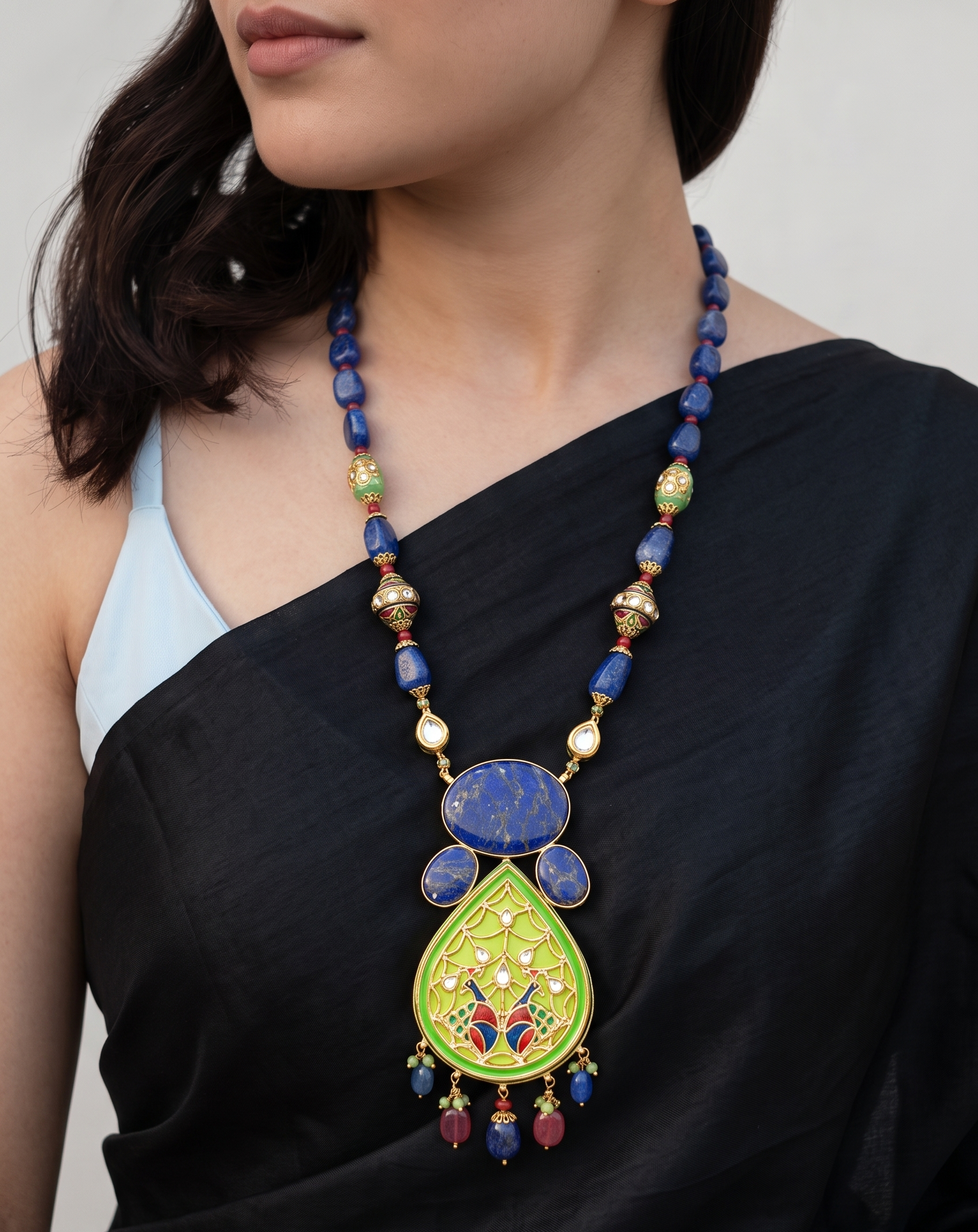 Panghat Blue Fusion Pendant Necklace
