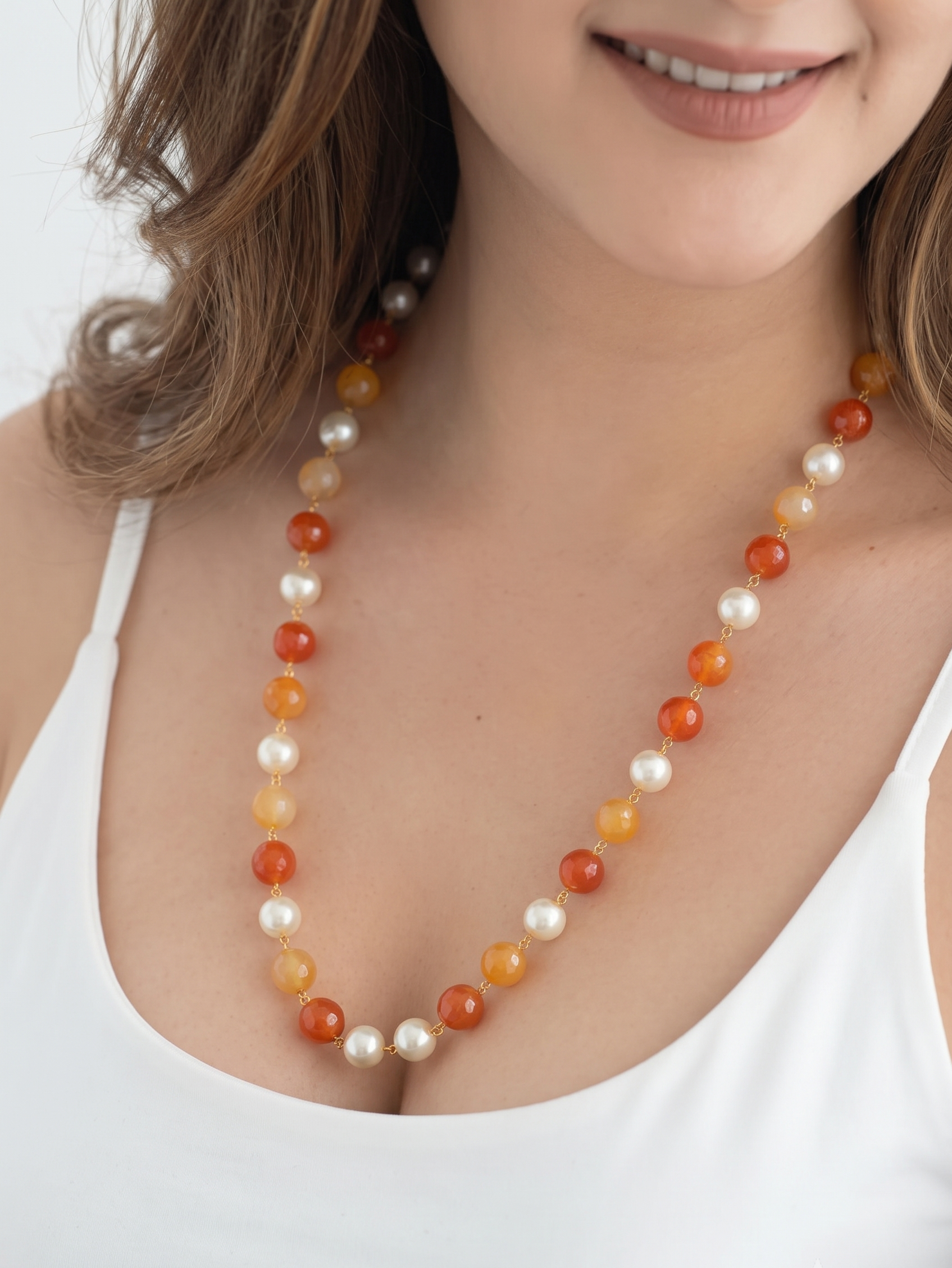 Kimia Orange Stone Necklace Mala