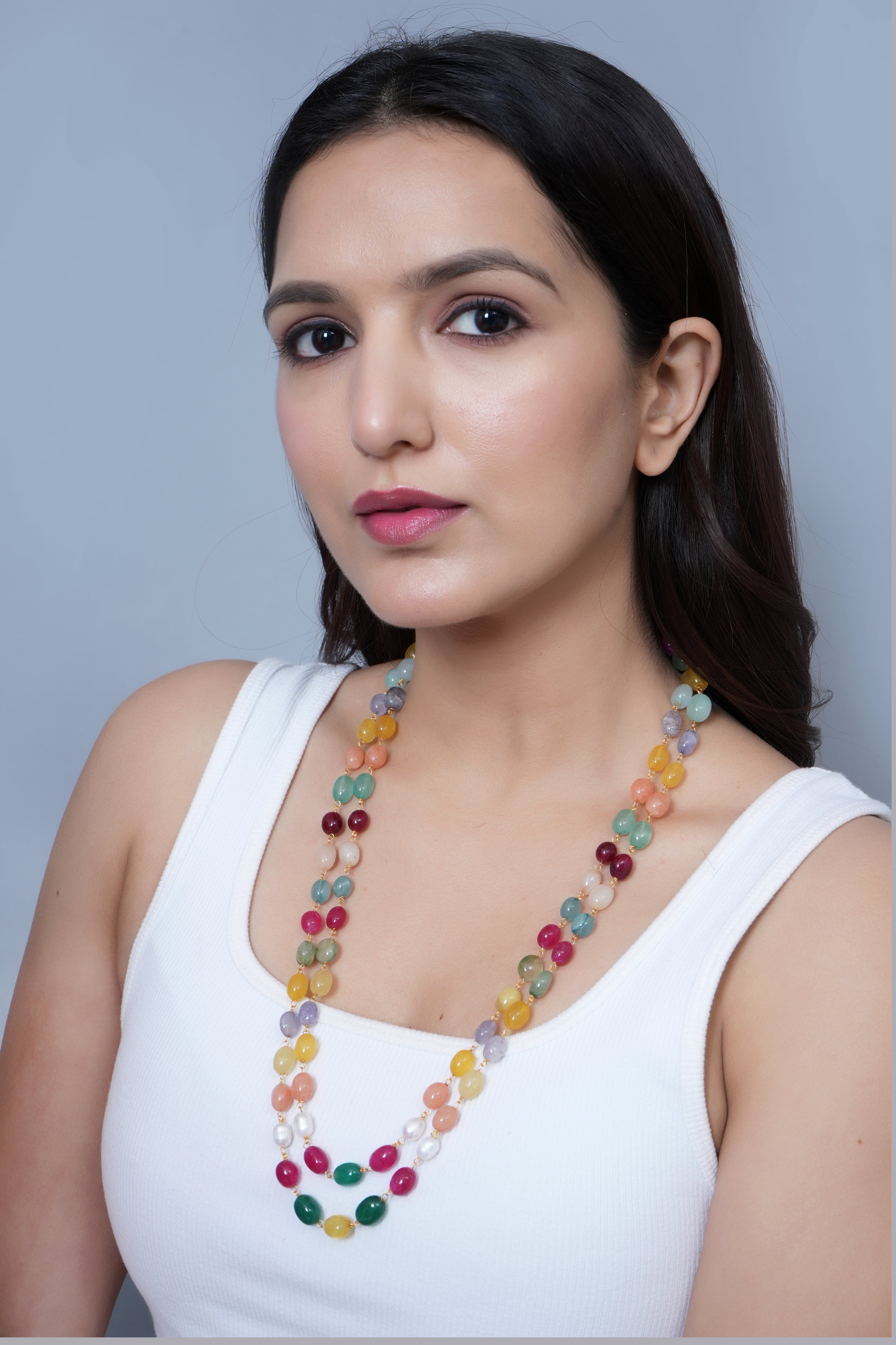 Multi Stone Beaded Necklace