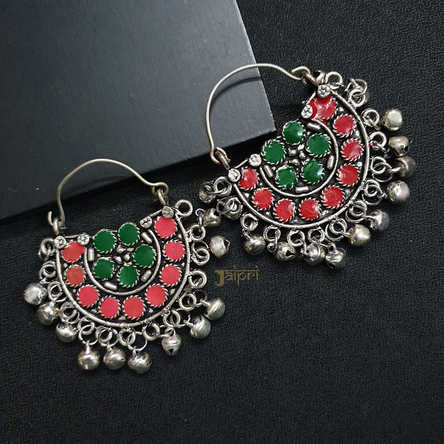 Adorable Oxidized Chandbali Hoops Earrings