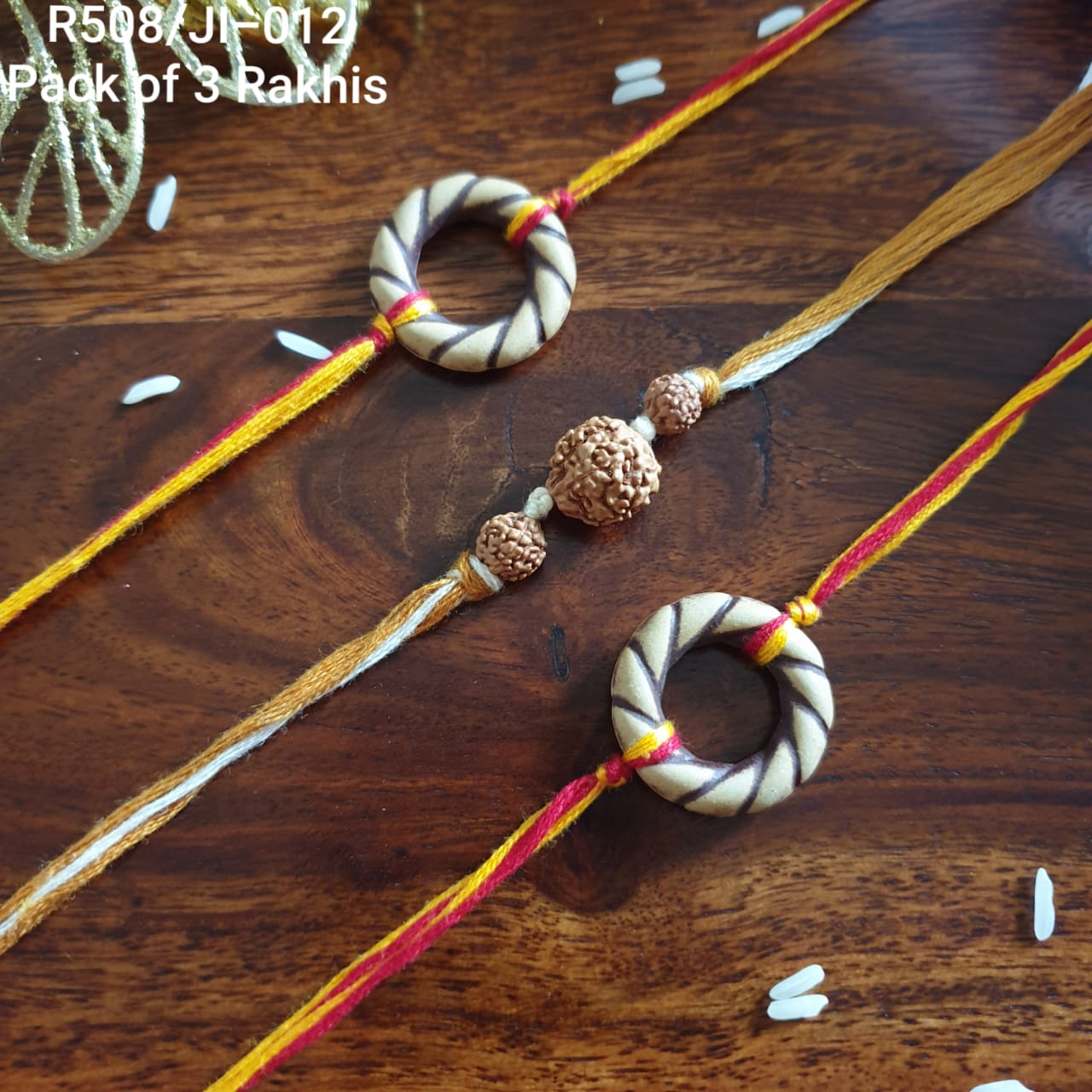 Rudraksha Rakhi For Rakshabandhan (Pack of Three)