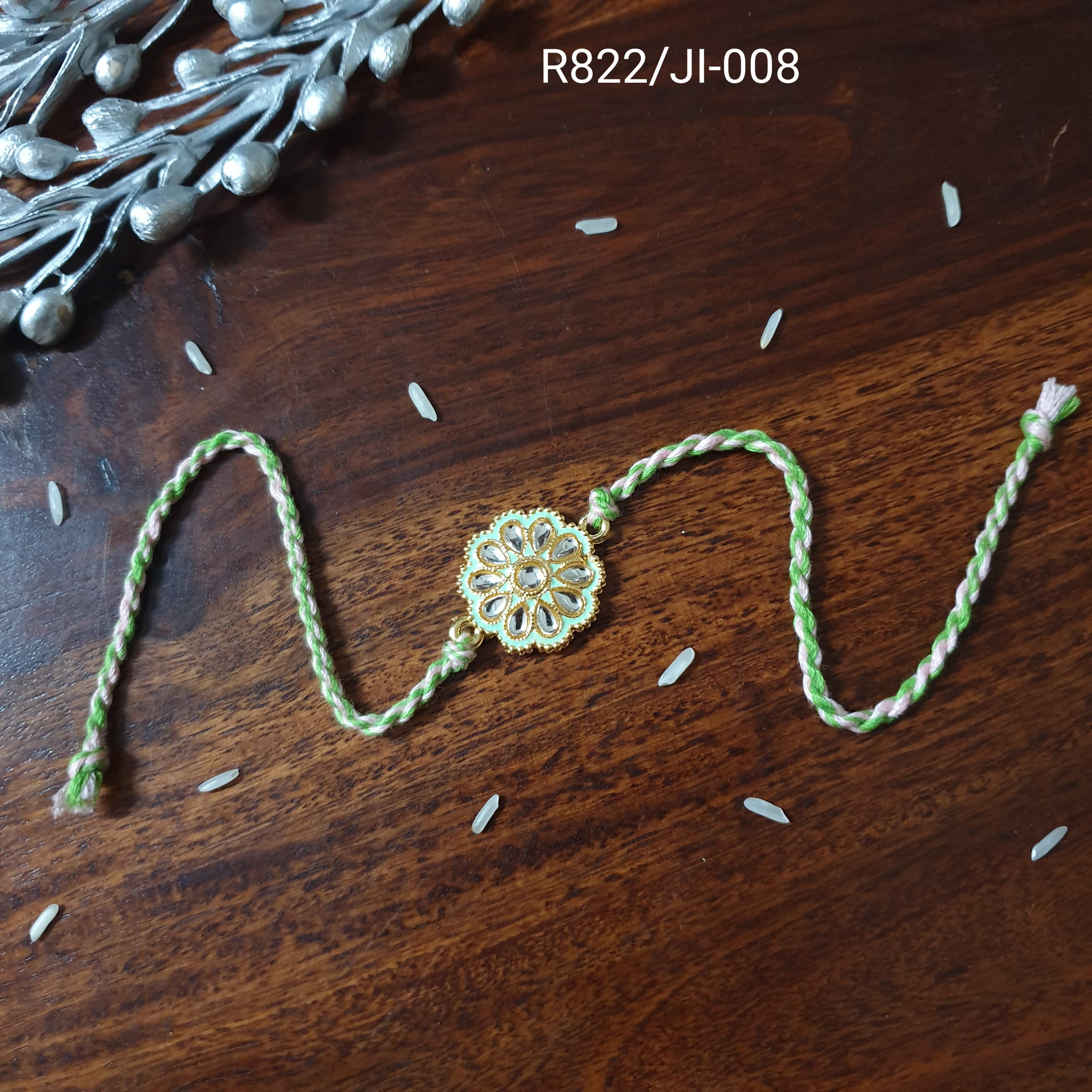 Parrot Green Kundan Rakhi