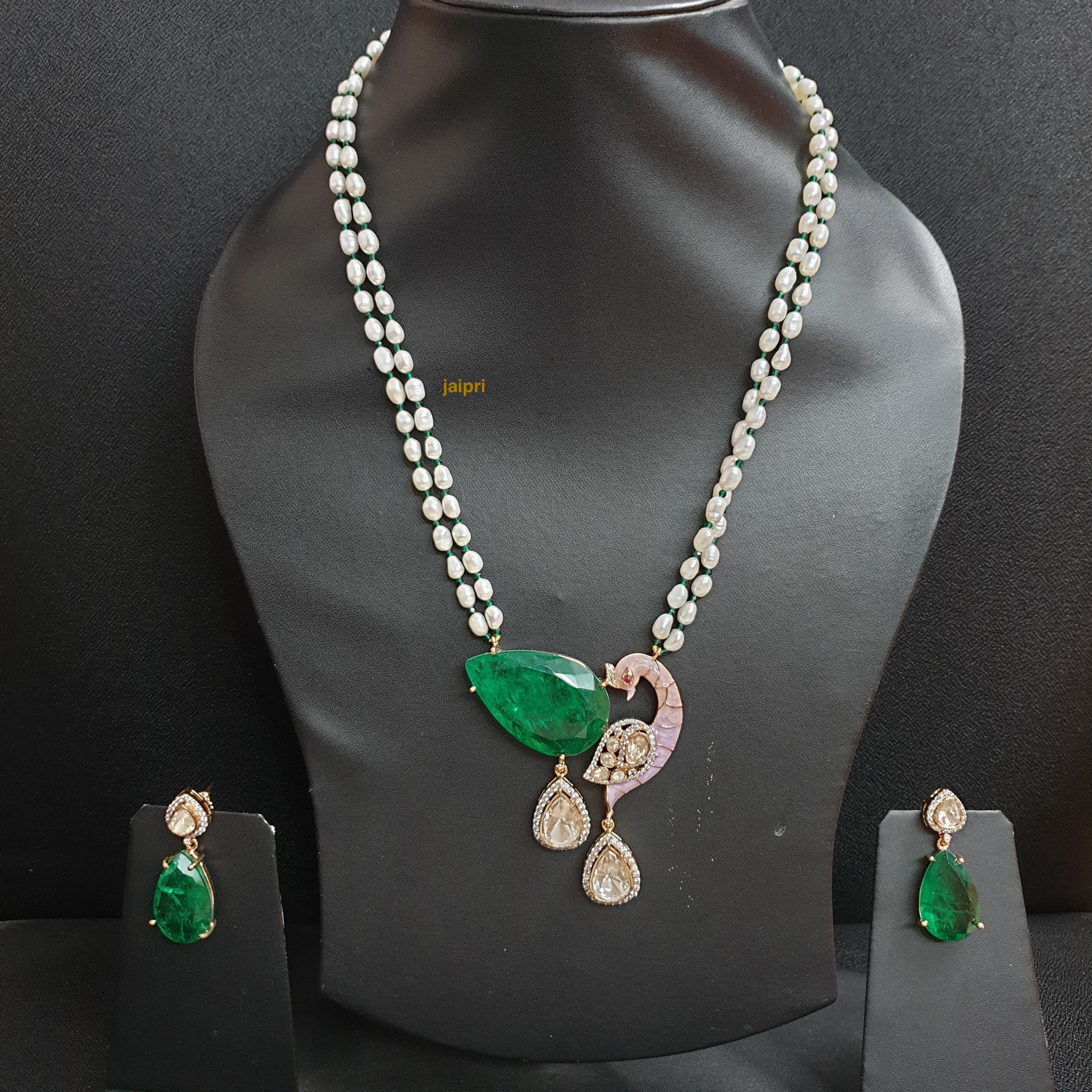 Kundan Polki Peacock Pearl Long Necklace