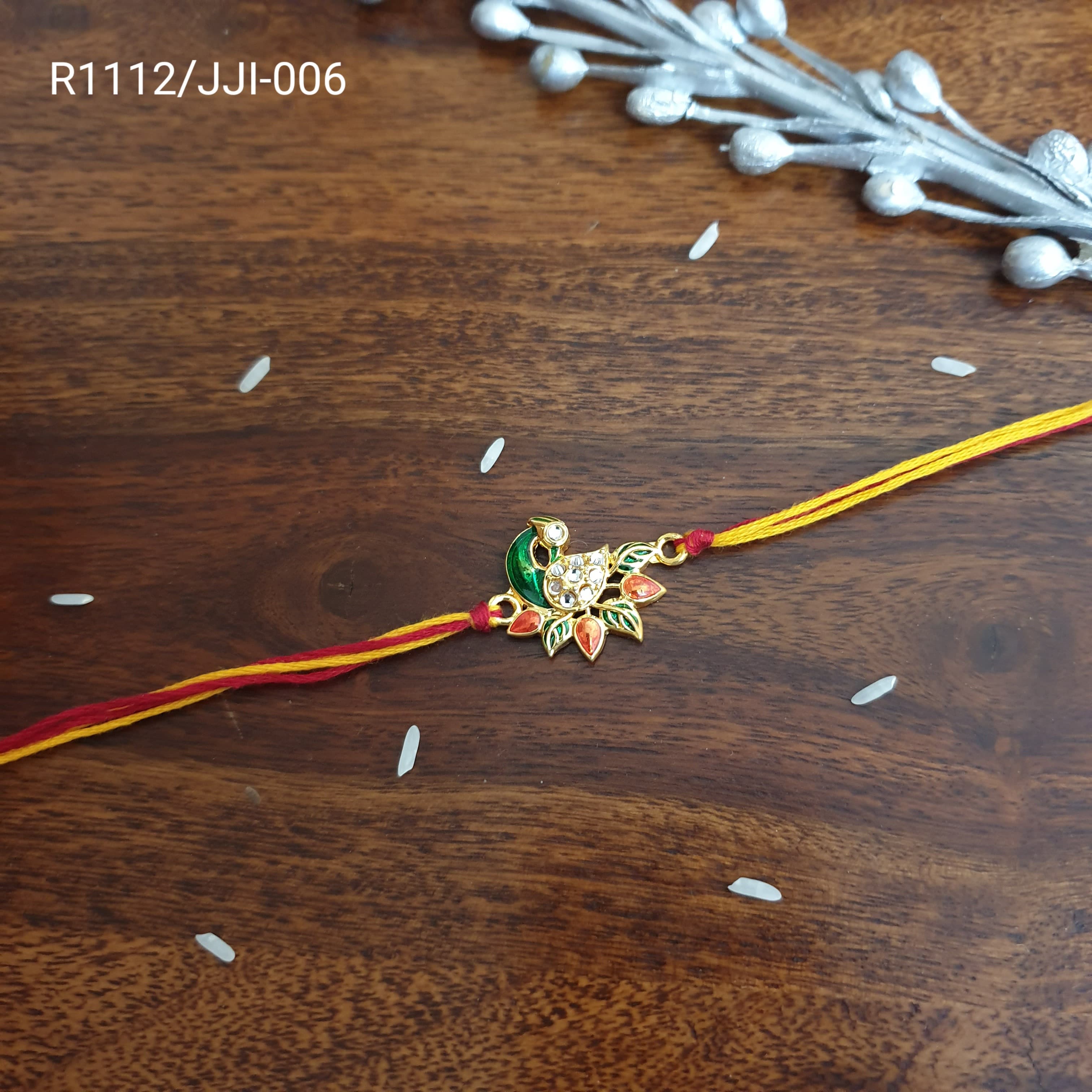 Red Green Peacock Rakhi