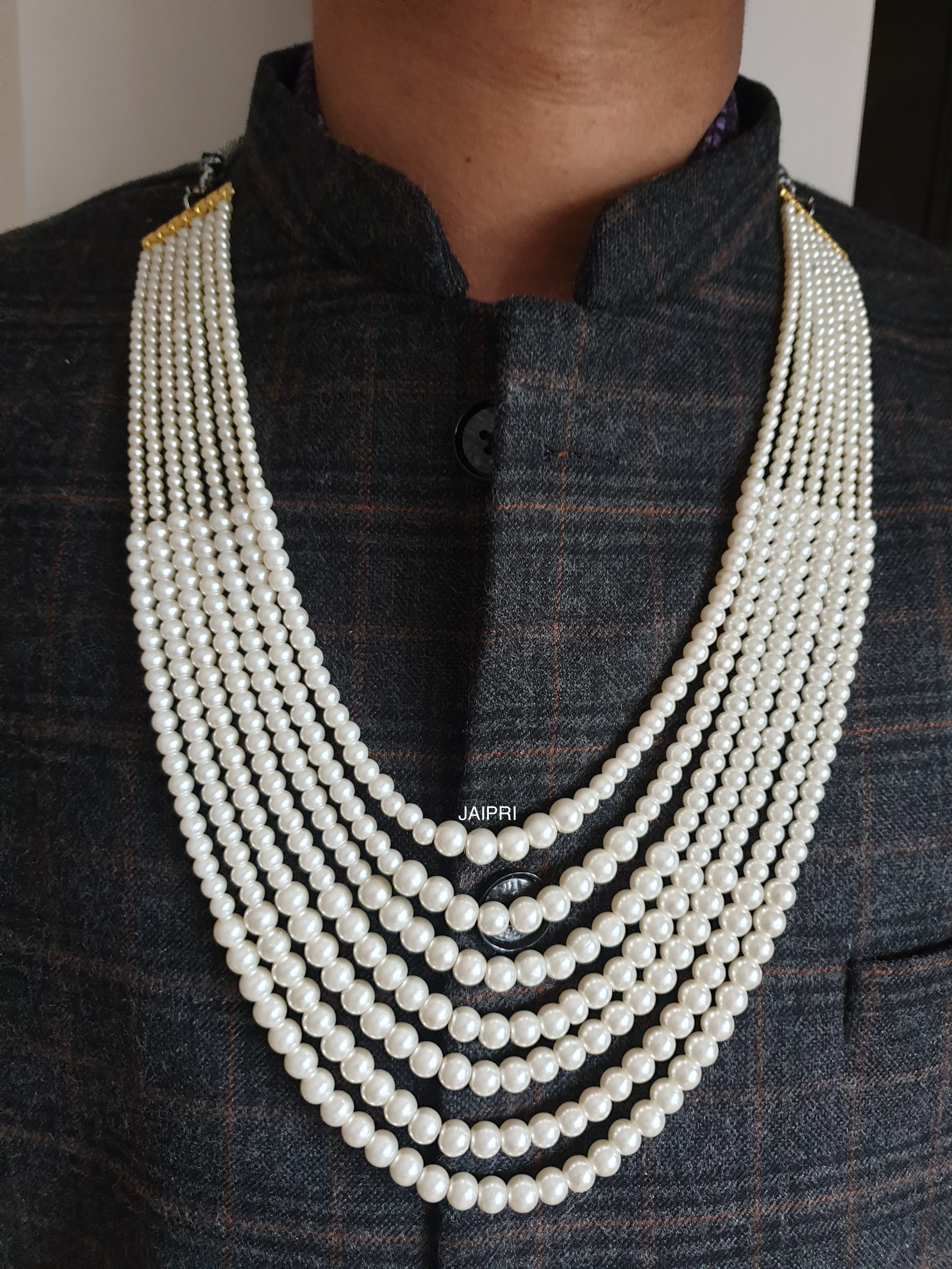 Seven Layered Pearl Groom Jewellery Set
