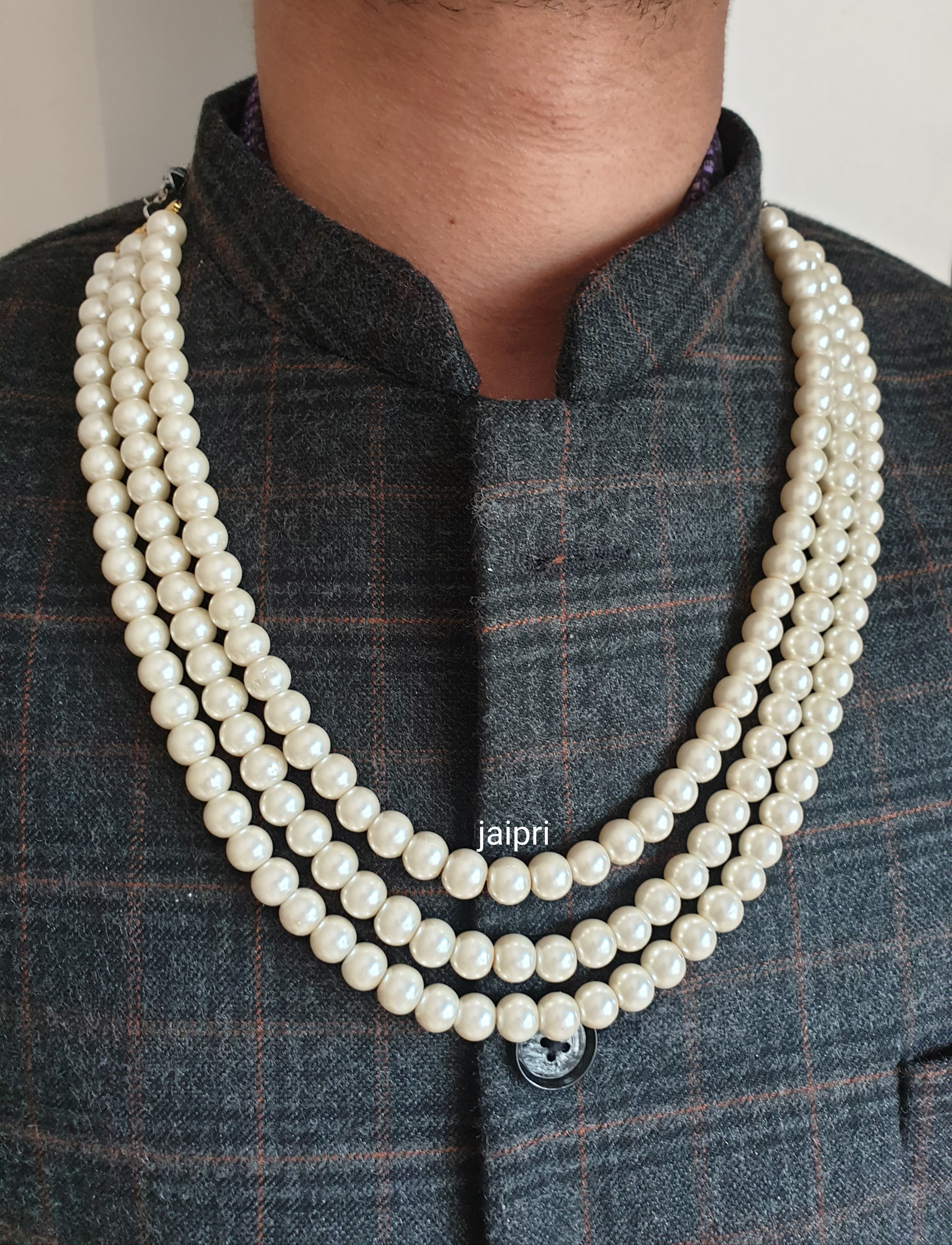 Three Layered Pearl Groom Necklace