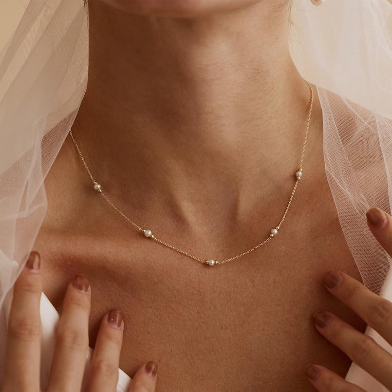Minimalist Real Pearl Beads 925 Silver Necklace