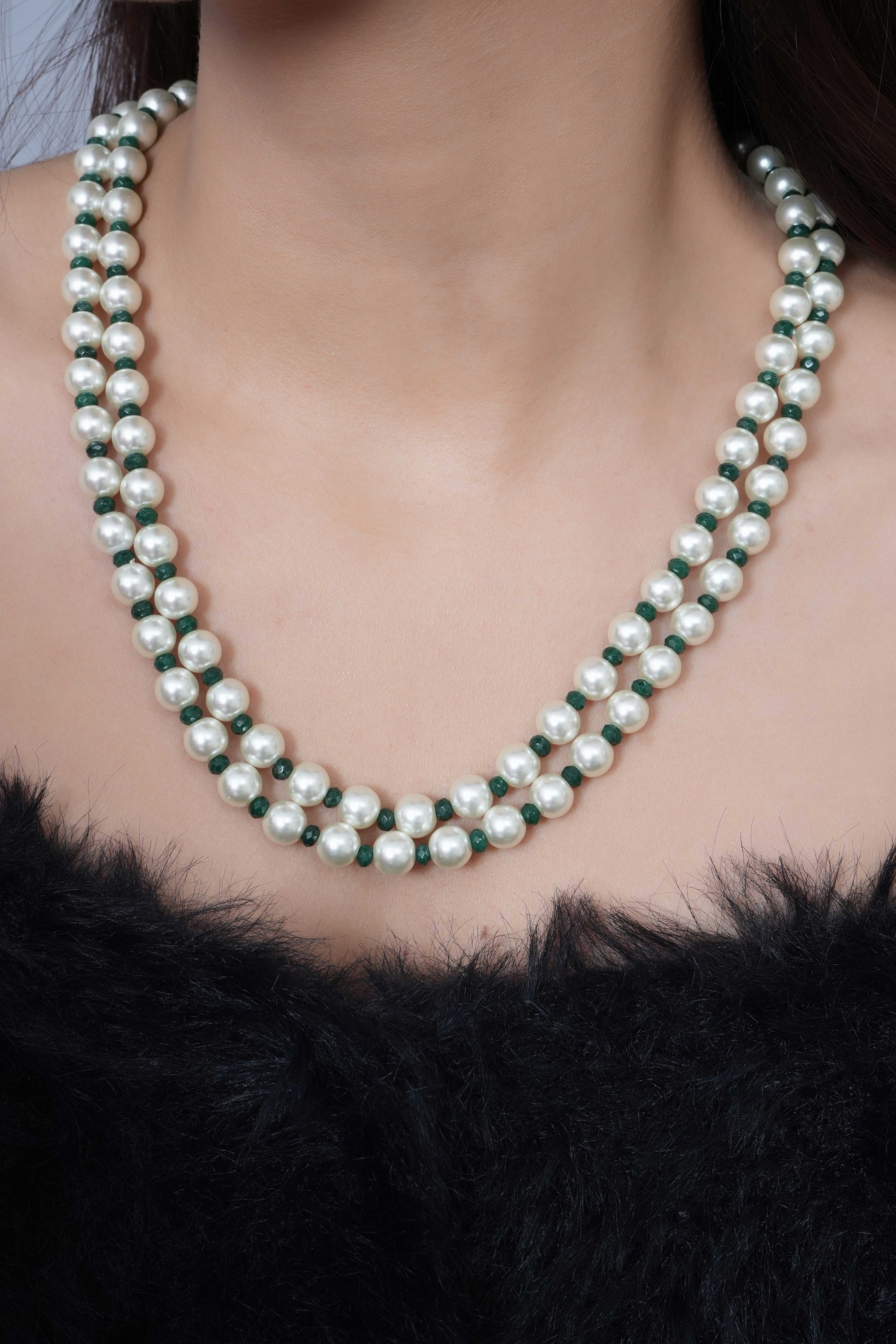 Pearl Green Beaded Necklace