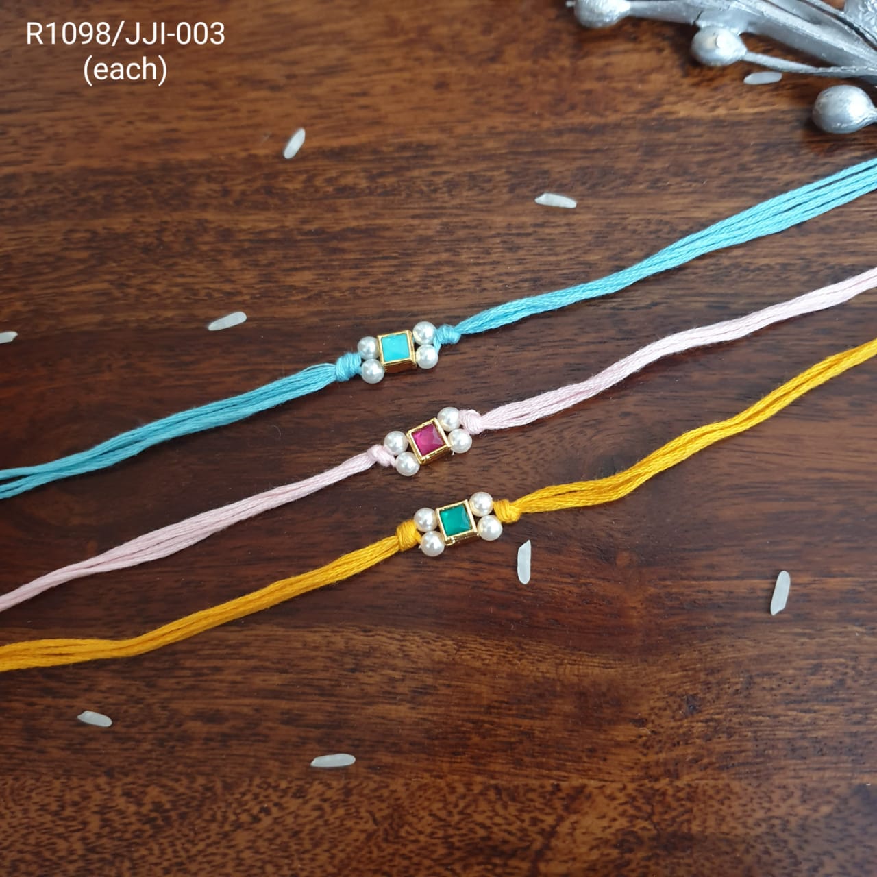 Elegant Kundan Rakhi (Pack Of Three)