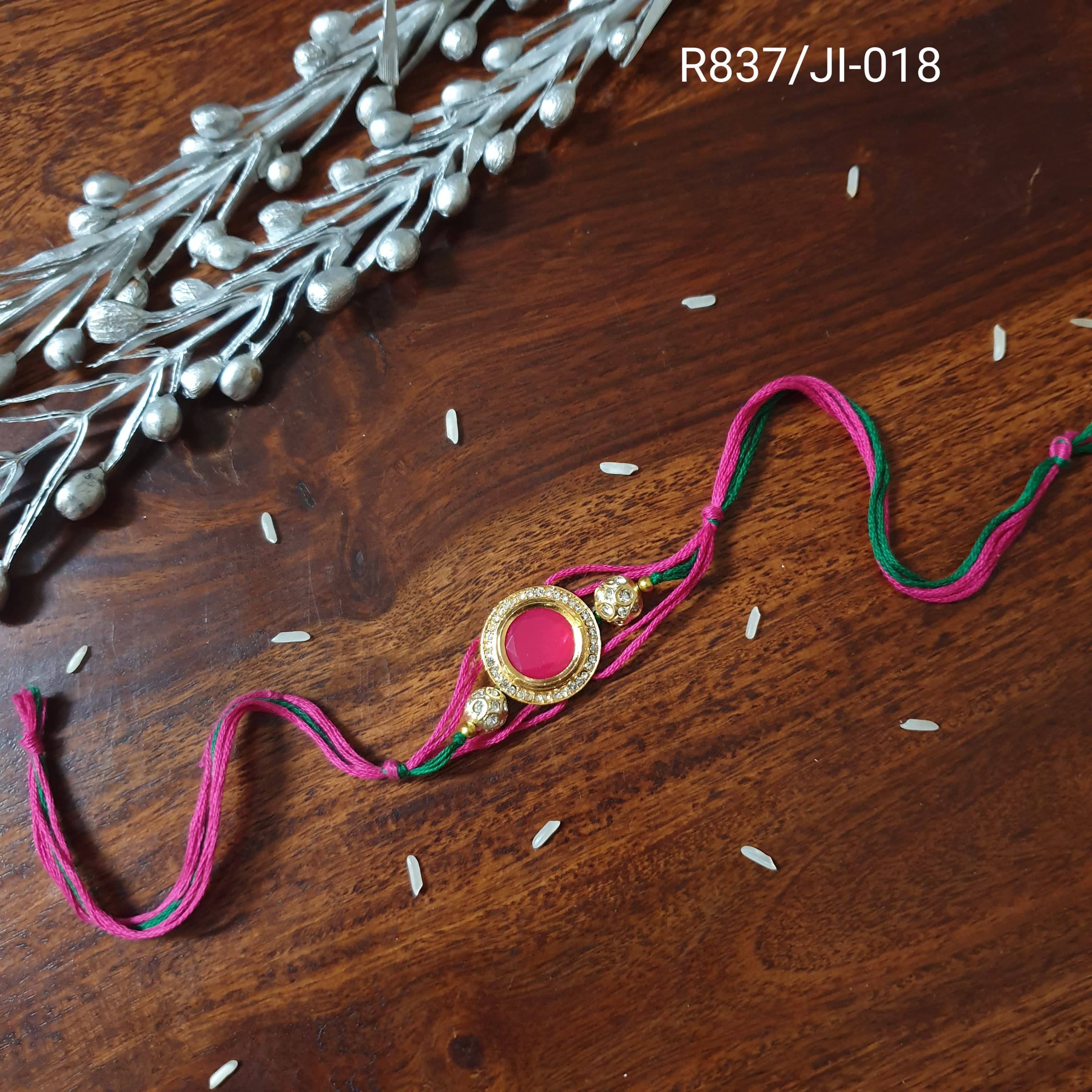 Pink Stone Jadau Rakhi