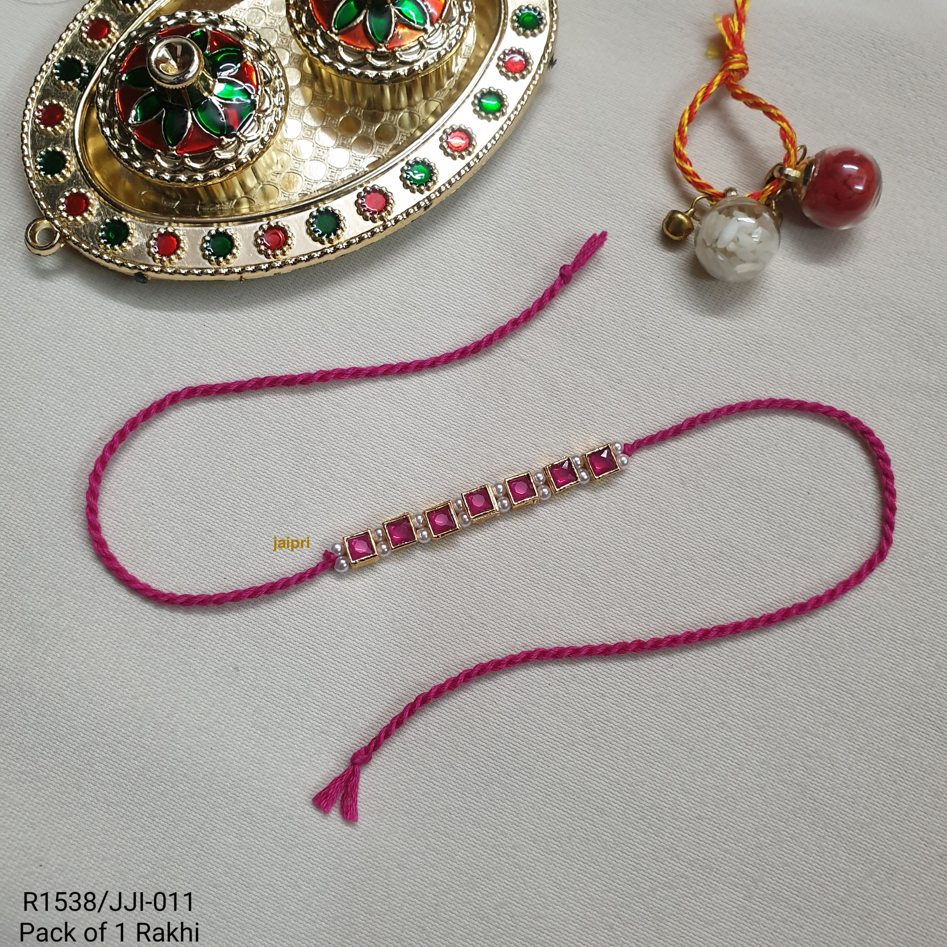 Pink Kundan Stone Rakhi