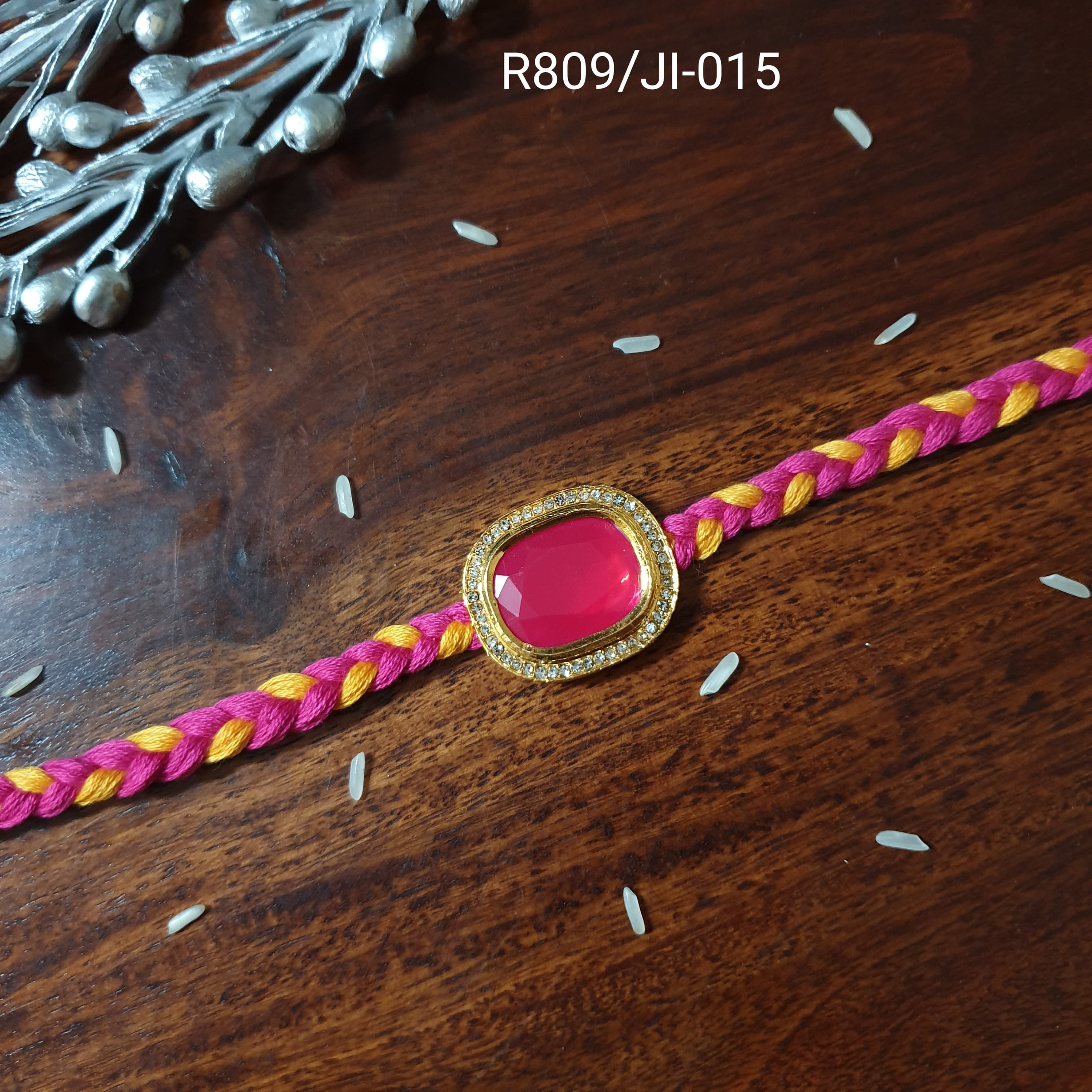 Rectangle Stone Braided Rakhi