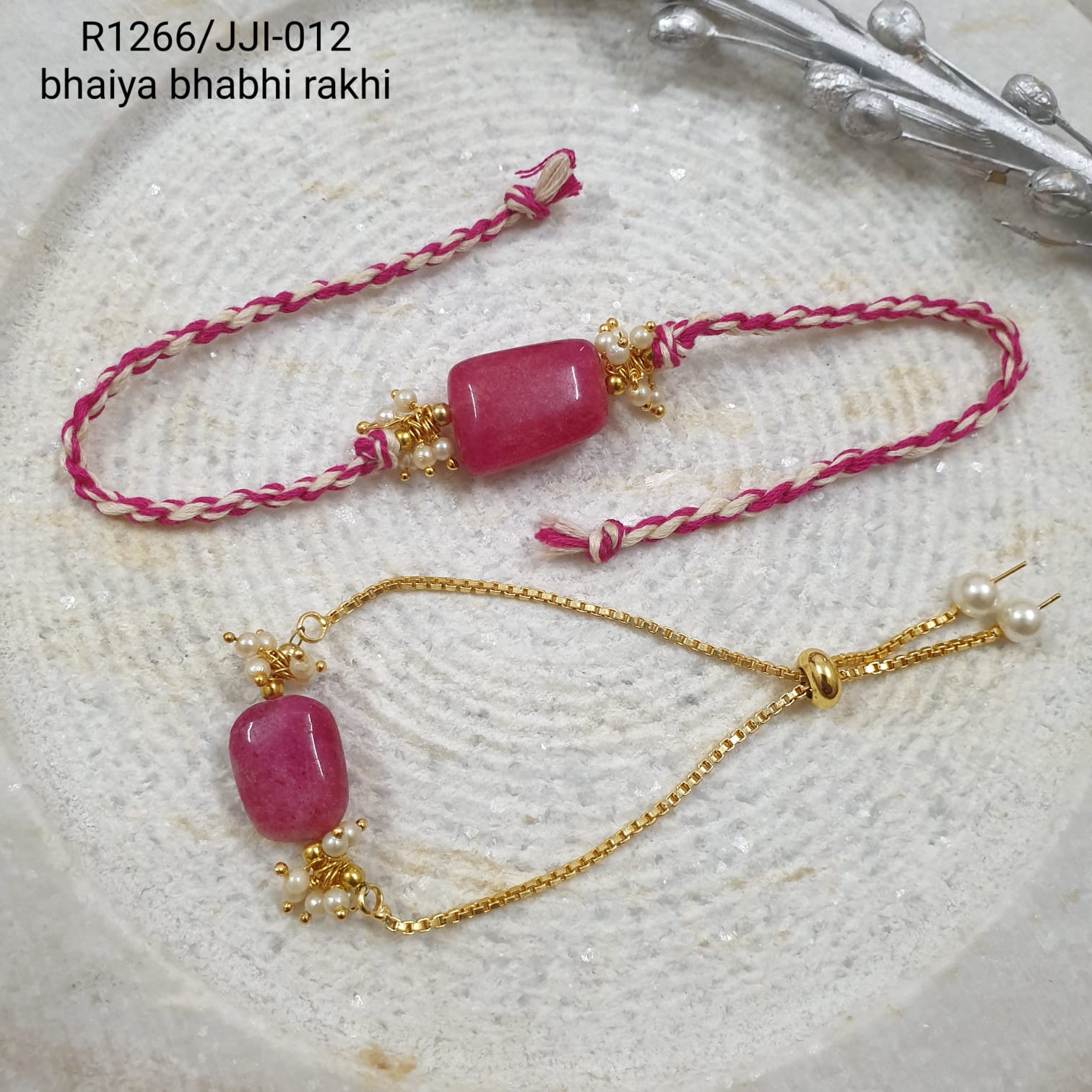 Pink stone Rakhi Combo For Rakshabandhan
