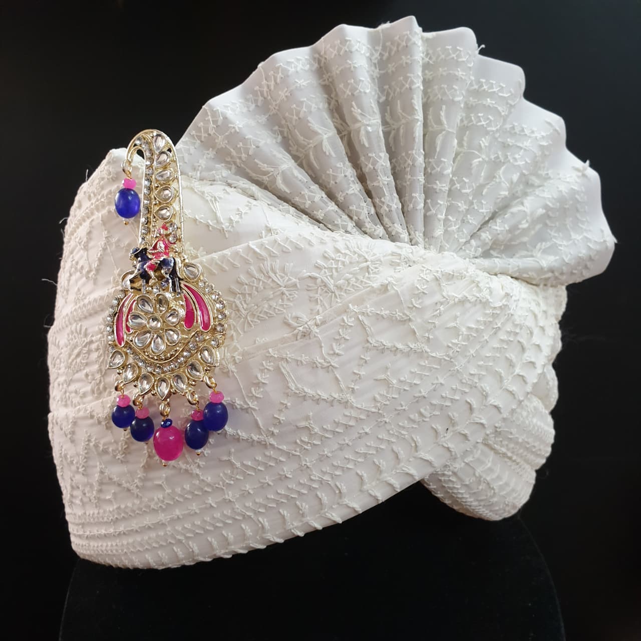 Pink Blue Stone Kundan Polki Horse Kilangi For Wedding