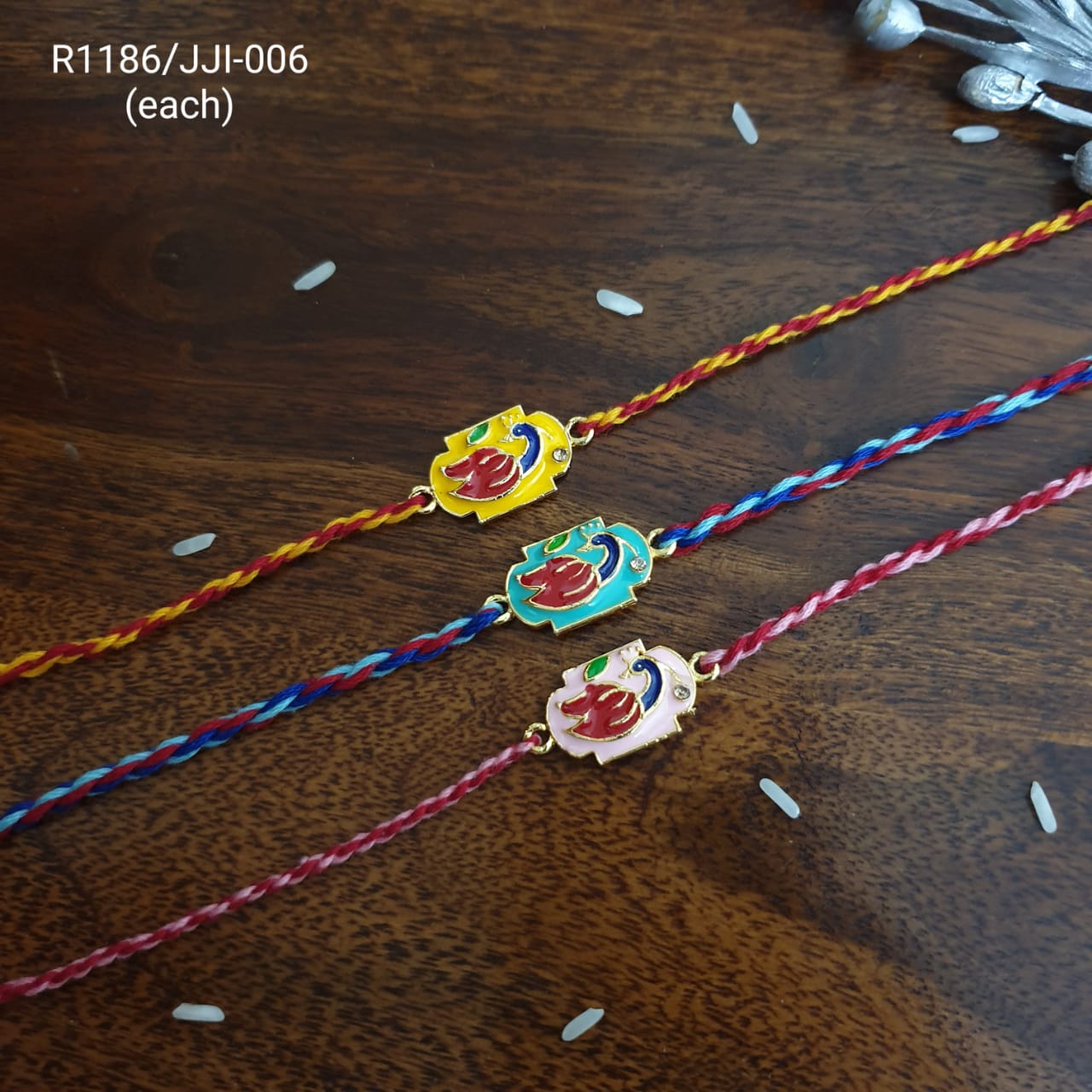 Peacock Meenakari Rakhi For Rakshabandhan (Pack Of Three)