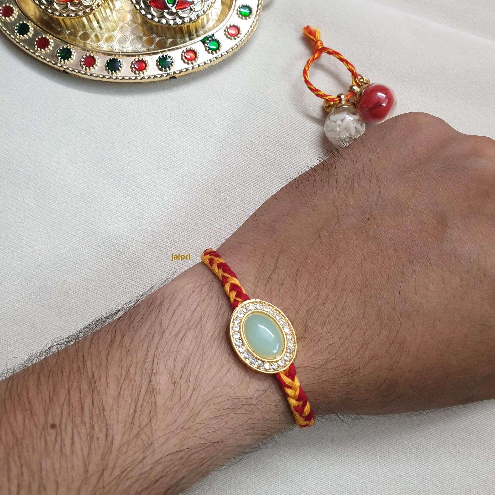 Mint Green Stone Rakhi