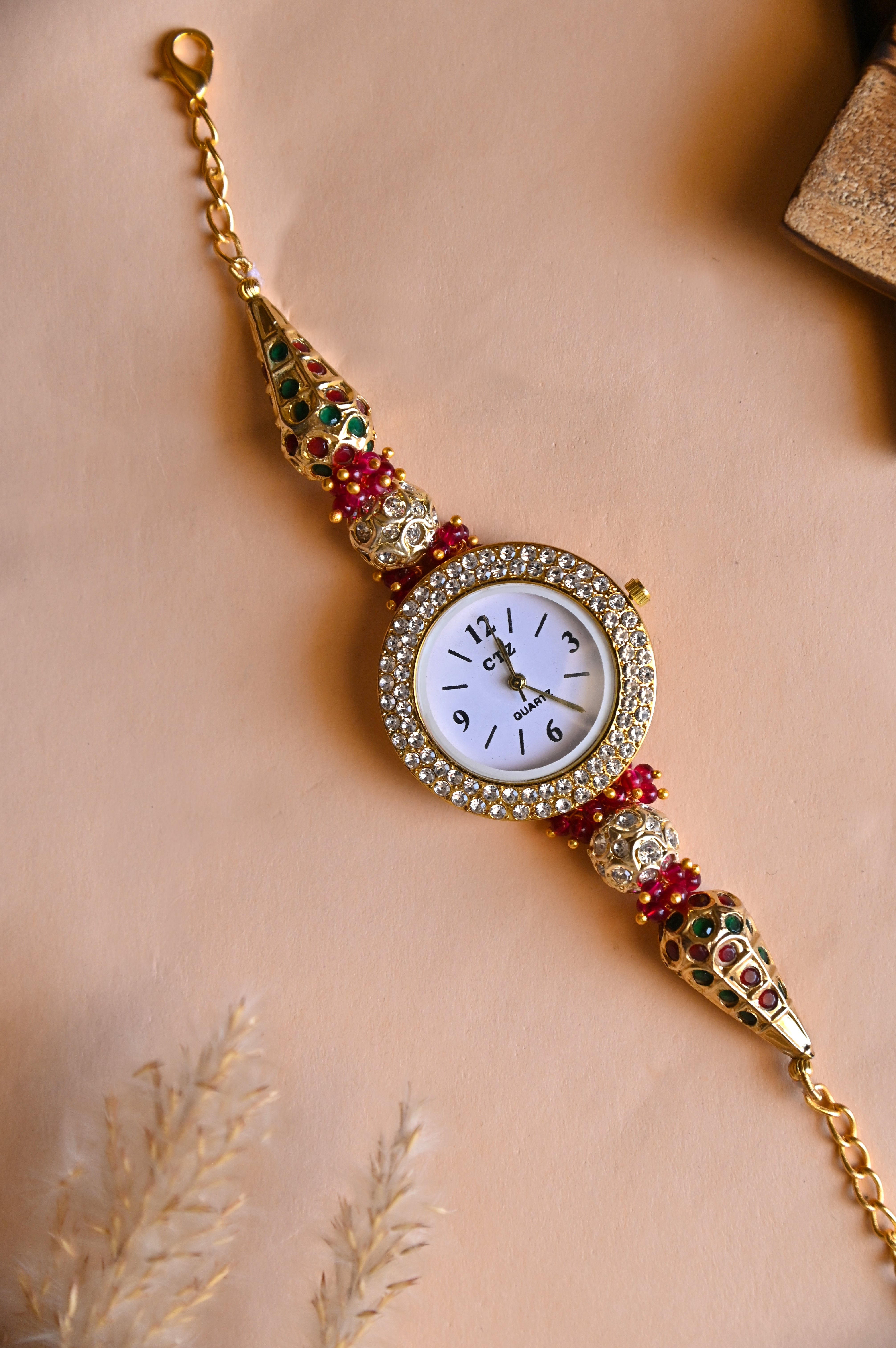 Jadau Beads Traditional Wrist Watch