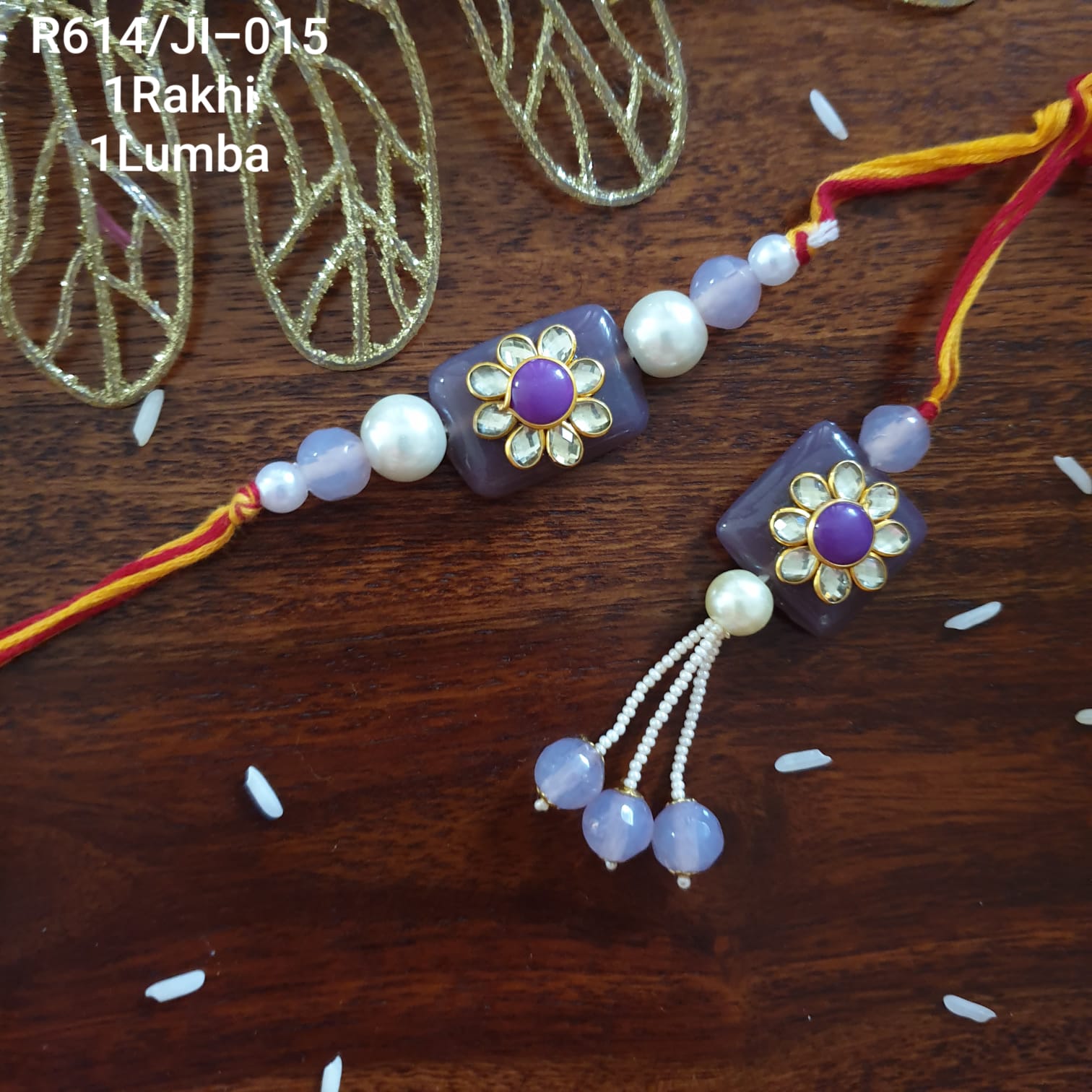 Purple Pacchi Kunda Bhaiya Bhabhi Rakhi Set