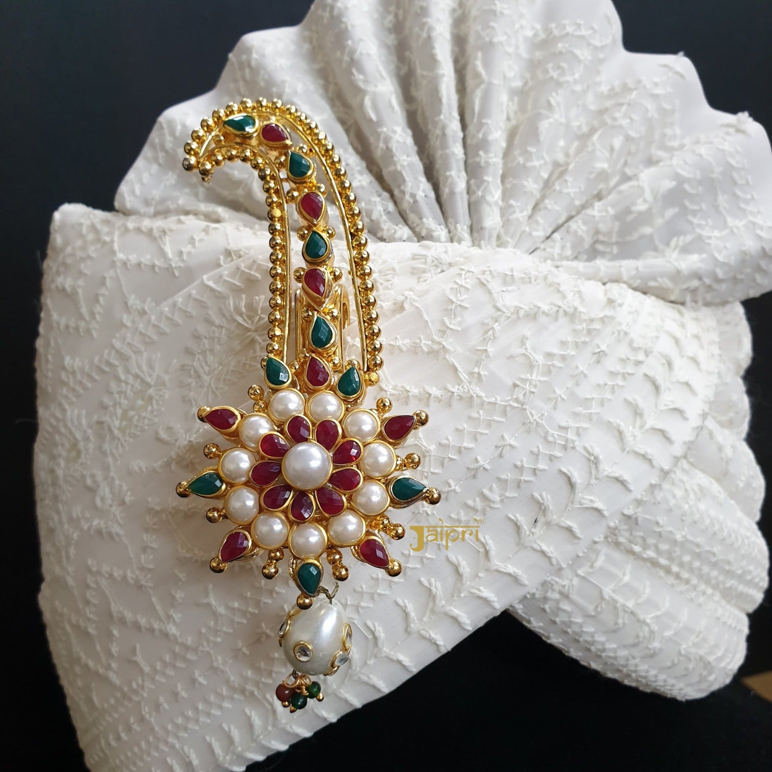 Gold Plated Multicolor Paachi Stone Studded Groom Kalangi For Wedding