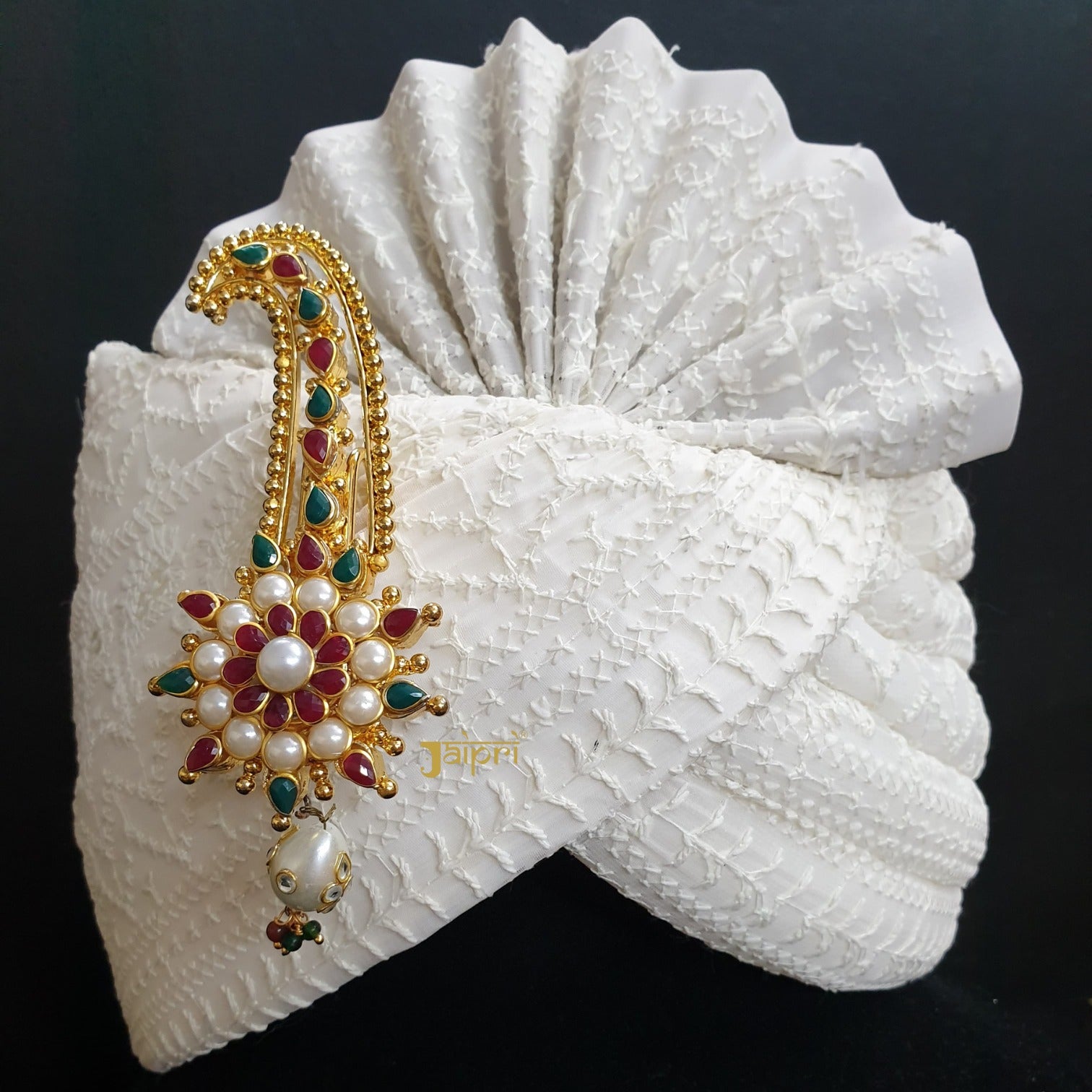 Gold Plated Multicolor Paachi Stone Studded Groom Kalangi For Wedding