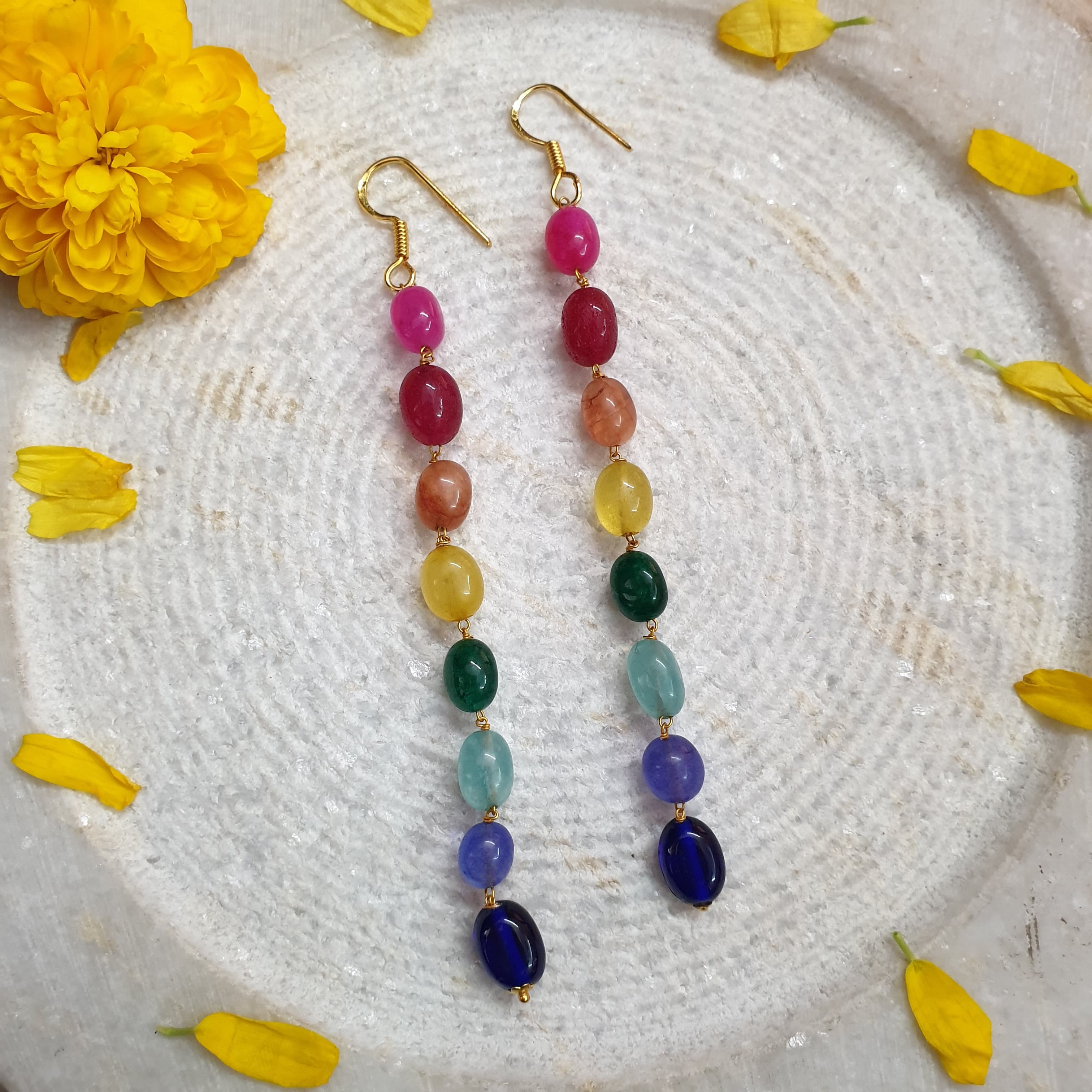 Rainbow Beaded Earrings