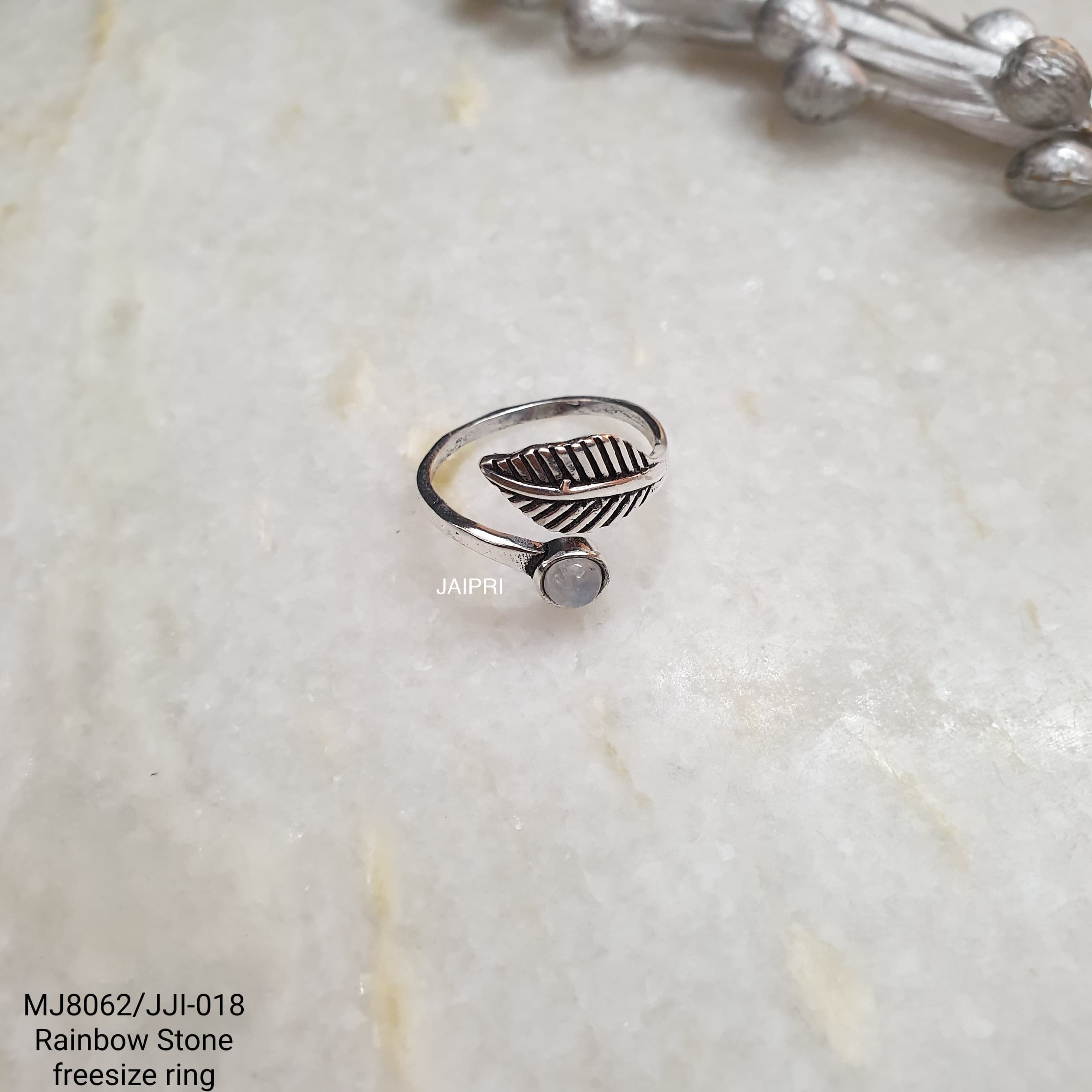 Rainbow Stone Leaf Design Freesize Ring