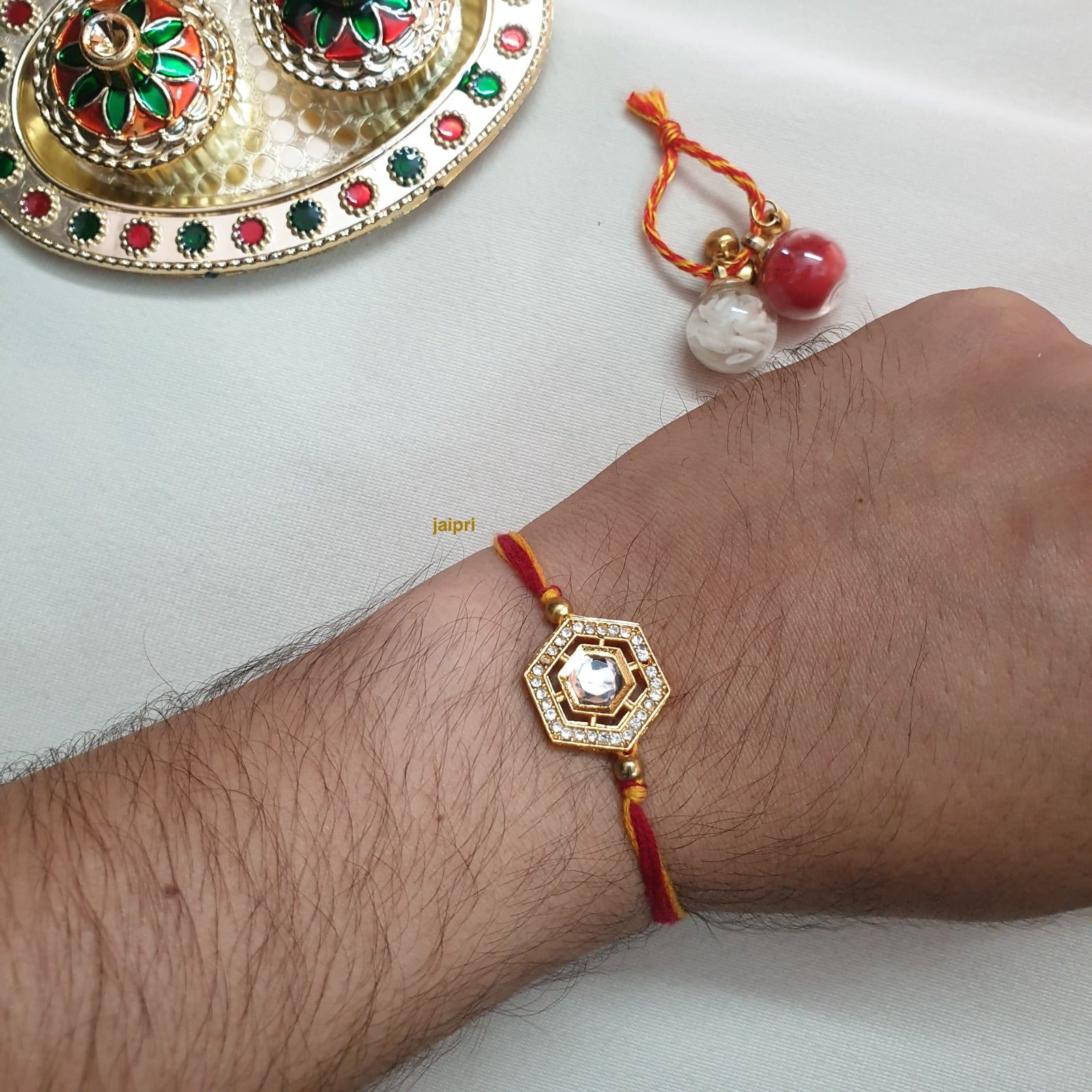 Kundan Polki AD Stone Rakhi