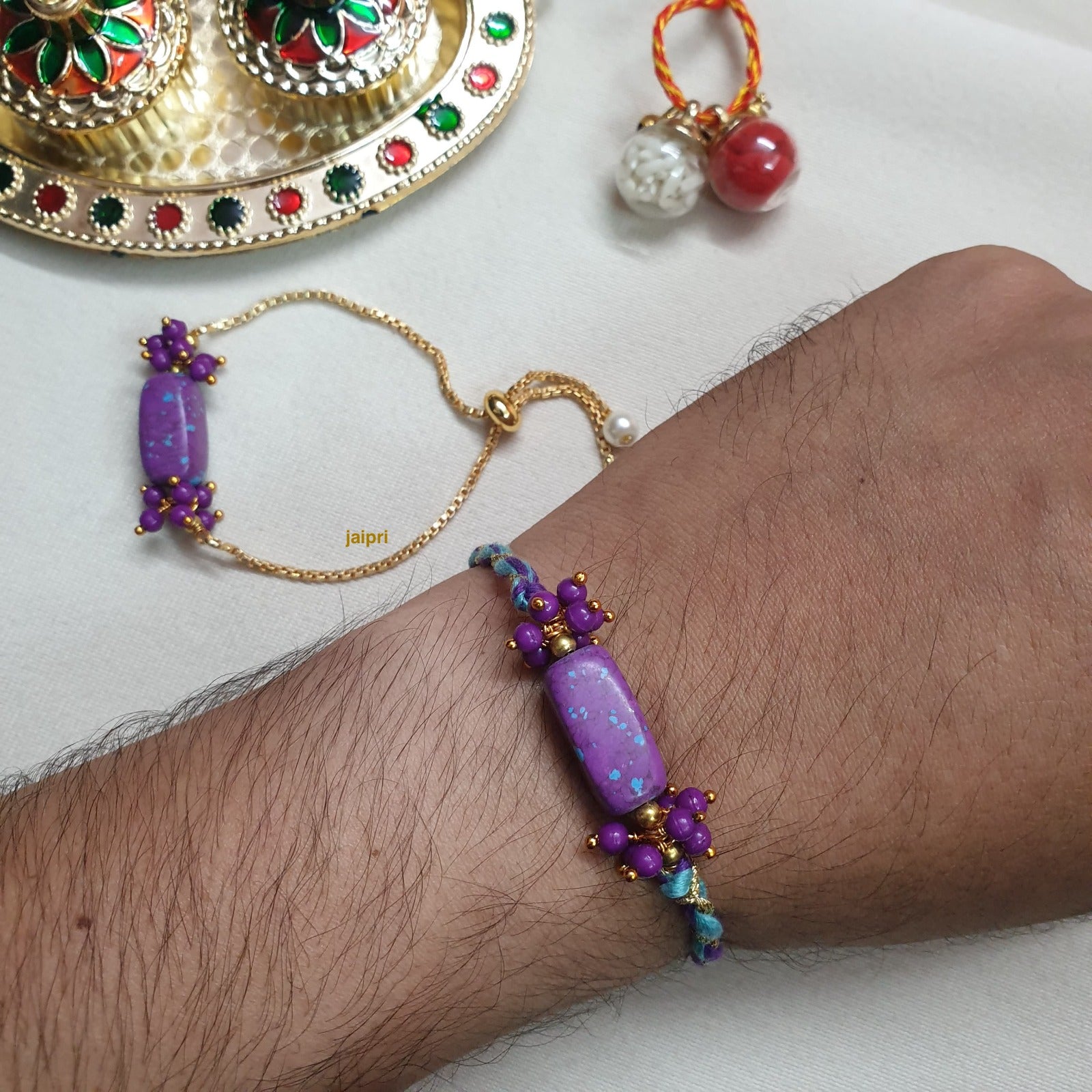 Purple Stone Bhaiya Bhabhi Rakhi