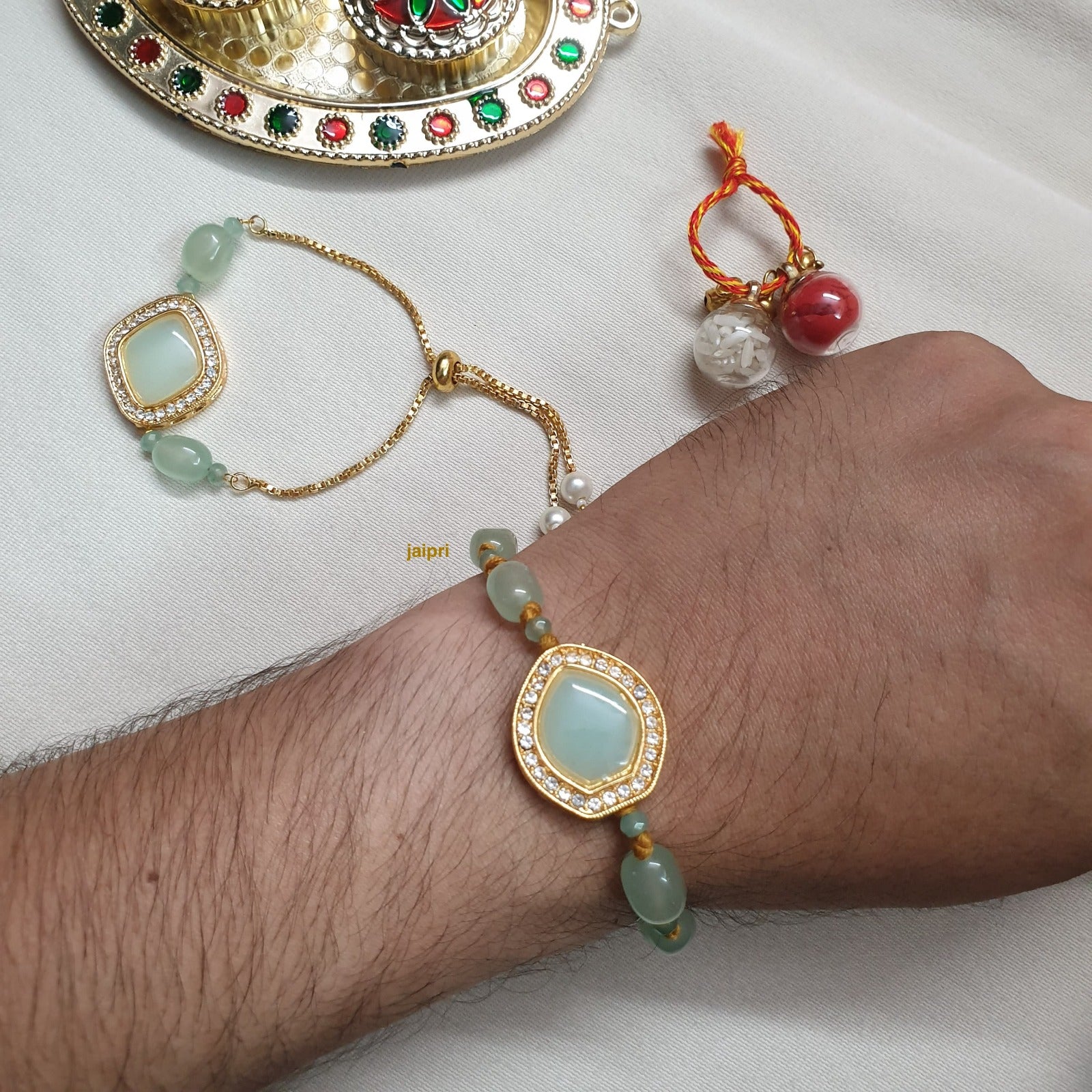 Mint AD Stone Bhaiya Bhabhi Rakhi